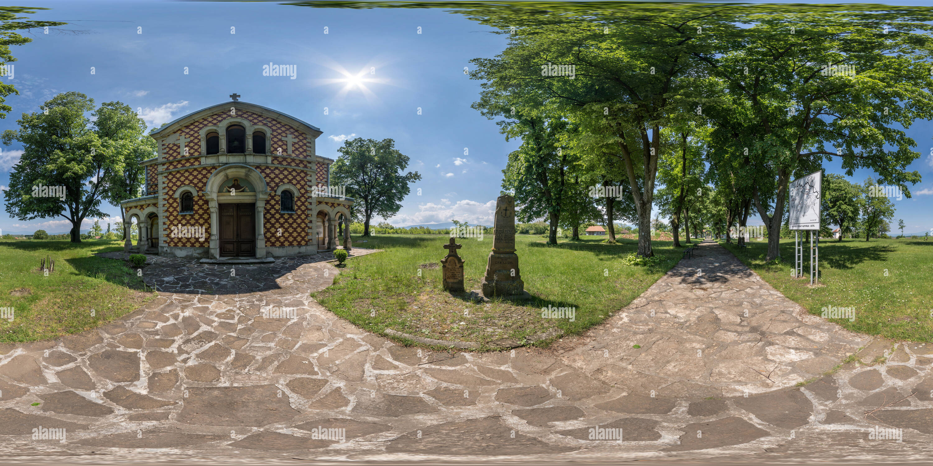 360 degree panoramic view of Tombstone of Nikolay Raevsky in Gorny Adrovac