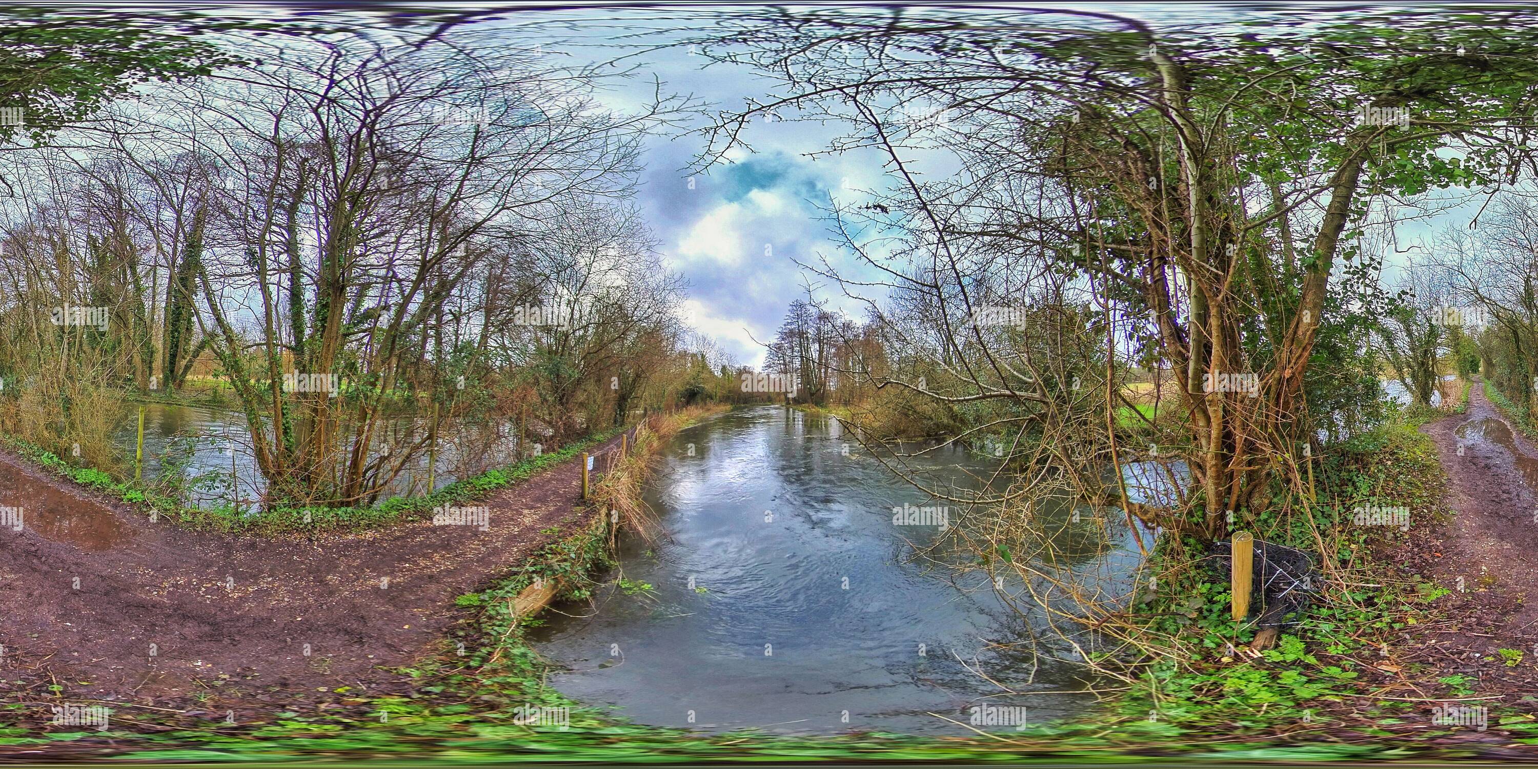 360 Grad Panorama Ansicht von Itchen Navigation im Winter (360VR)