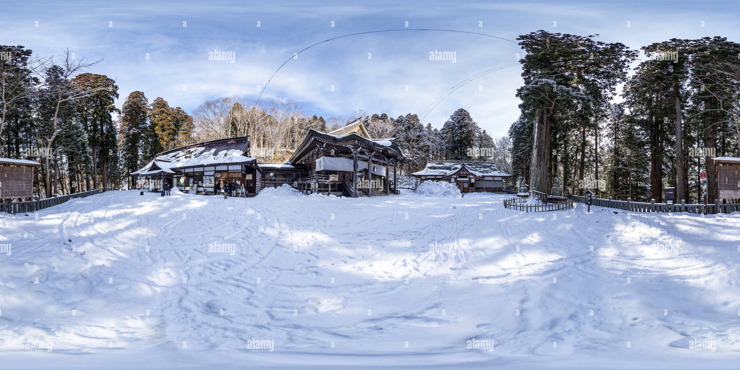 360 Grad Panorama Ansicht von Togakushi-Schrein Chusha (長野戶隱神社--中社), Nagano, JP