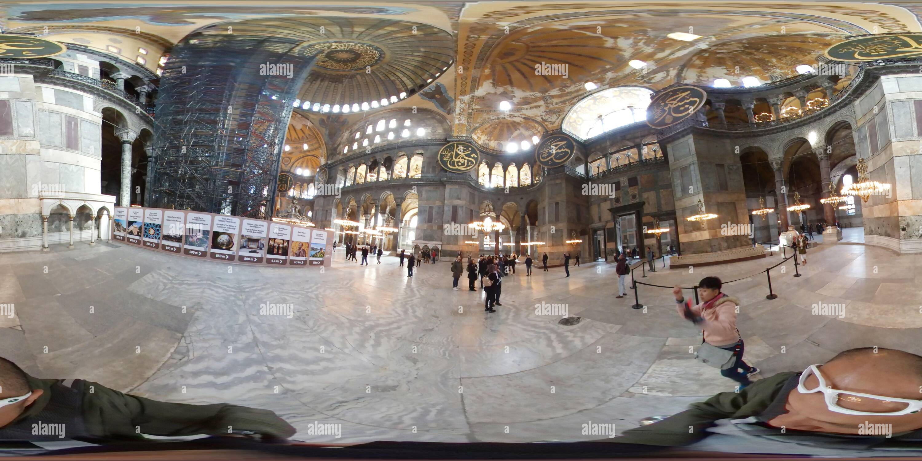 360 Grad Panorama Ansicht von St. Sofia, eine Kathedrale und eine Moschee in der Türkei