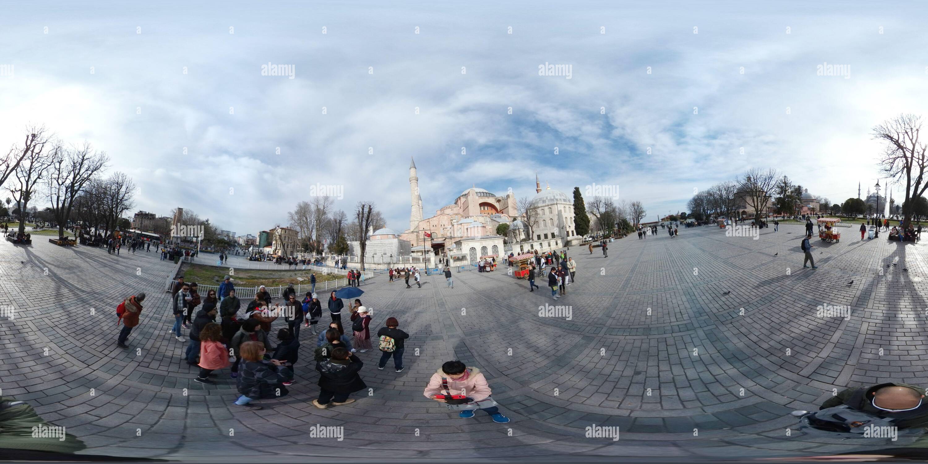 360 Grad Panorama Ansicht von St. Sofia, eine Kathedrale und eine Moschee in der Türkei