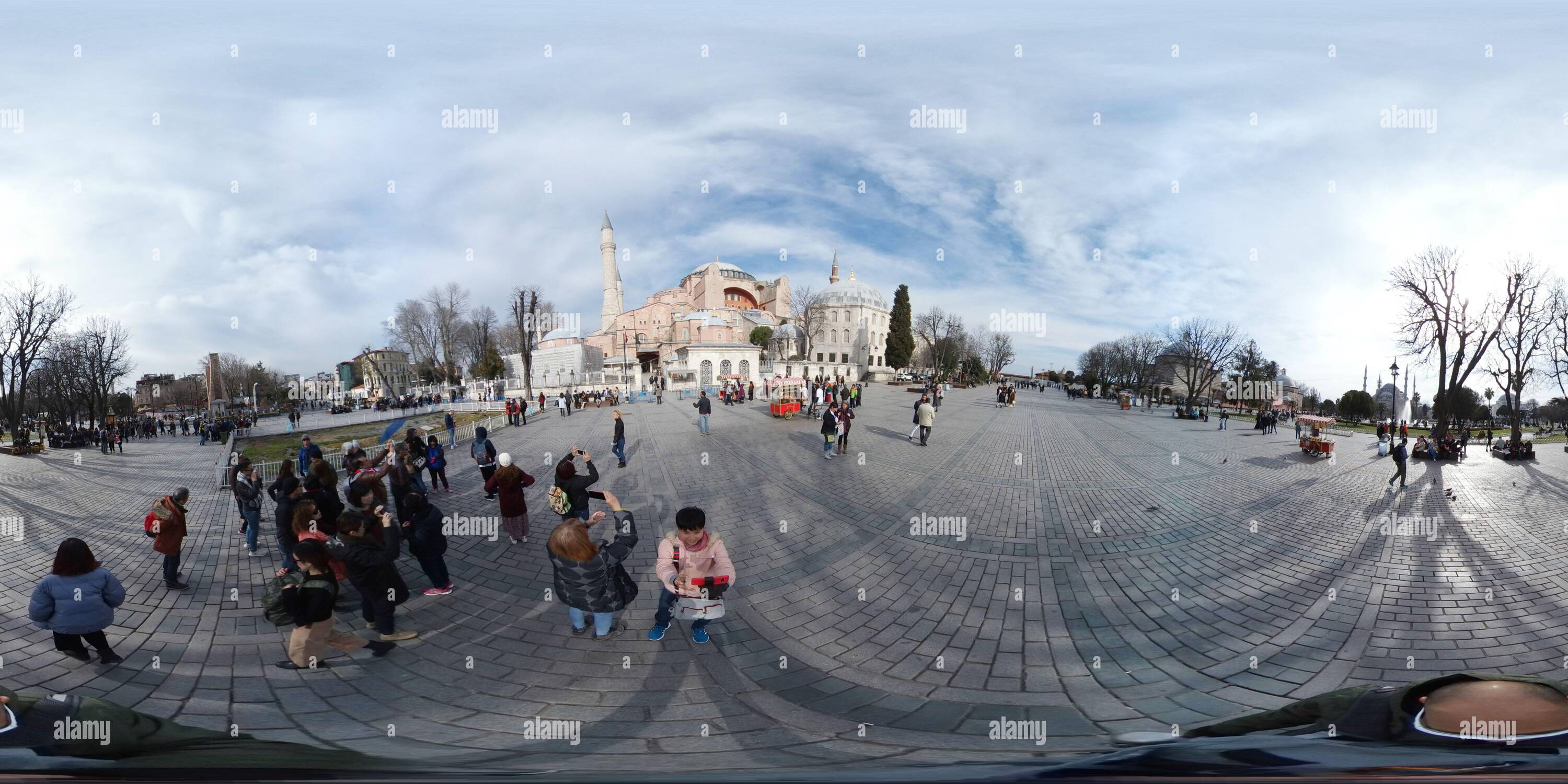 360 Grad Panorama Ansicht von St. Sofia, eine Kathedrale und eine Moschee in der Türkei