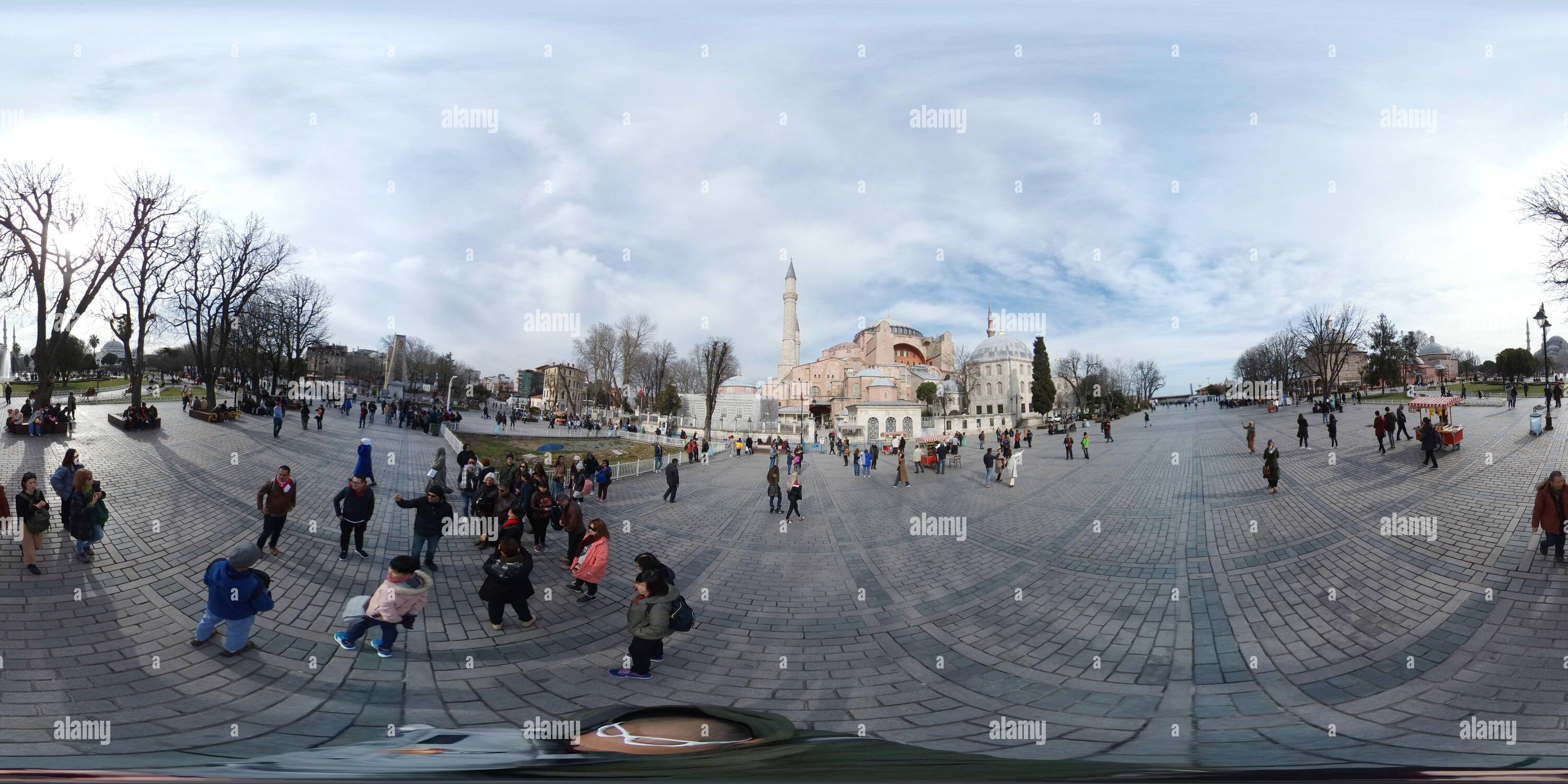 360 Grad Panorama Ansicht von St. Sofia, eine Kathedrale und eine Moschee in der Türkei