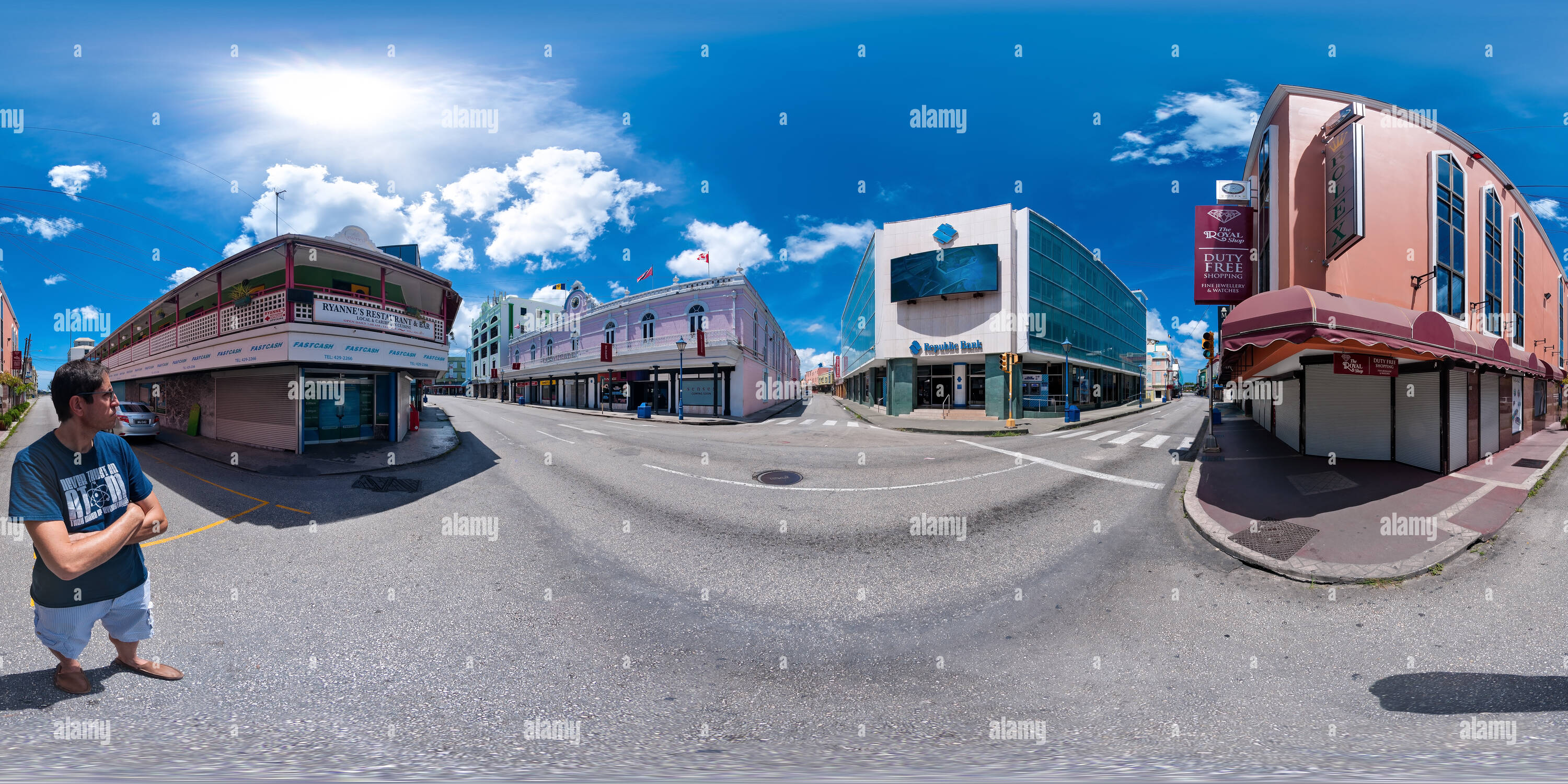 360 Grad Panorama Ansicht von Bridgetown Barbados Broad Street - Geisterstadt