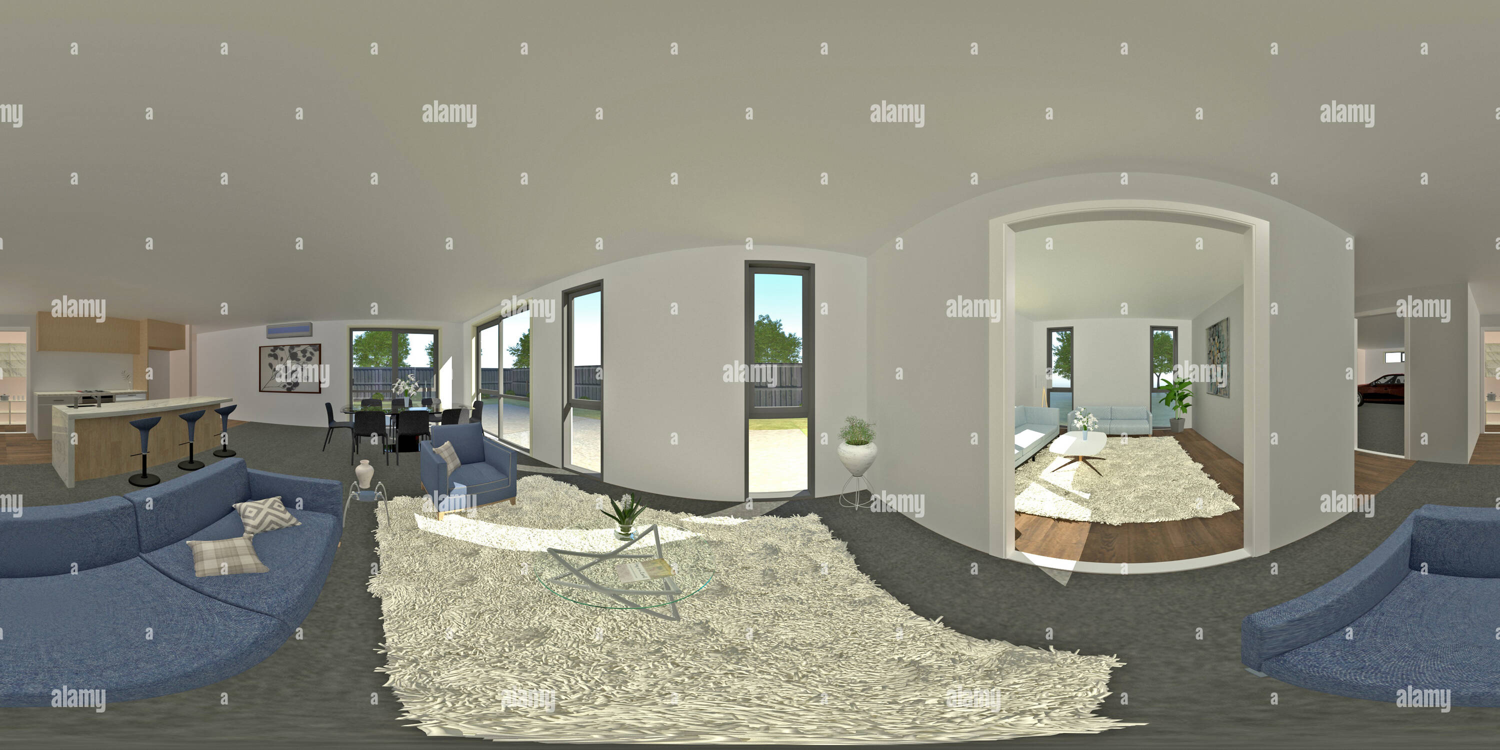 360 Grad Panorama Ansicht von CGI House - Wohnzimmer