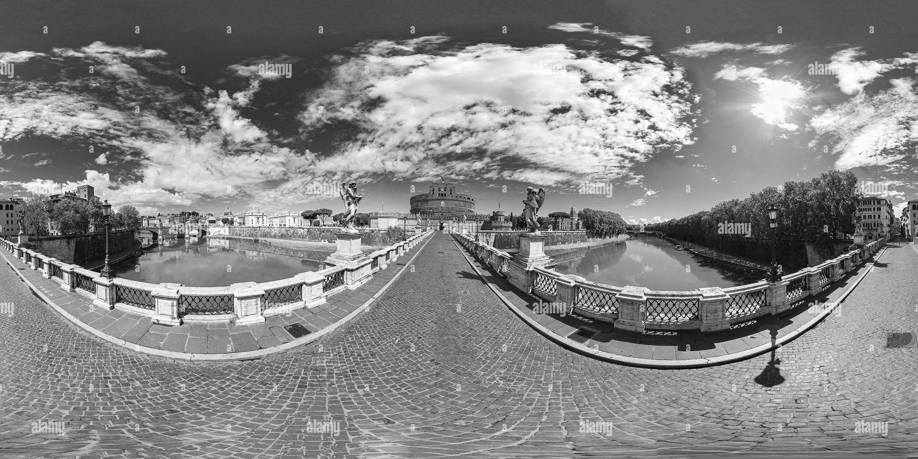 360 Grad Panorama Ansicht von Roma Ponte Castel Sant'Angelo Brücke