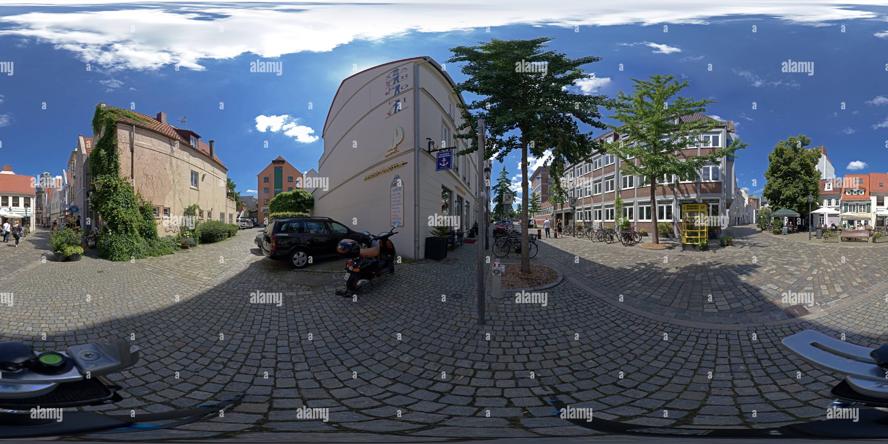 360 Grad Panorama Ansicht von 360-Grad-Foto, historisches Viertel Schnoor, Bremen, Deutschland