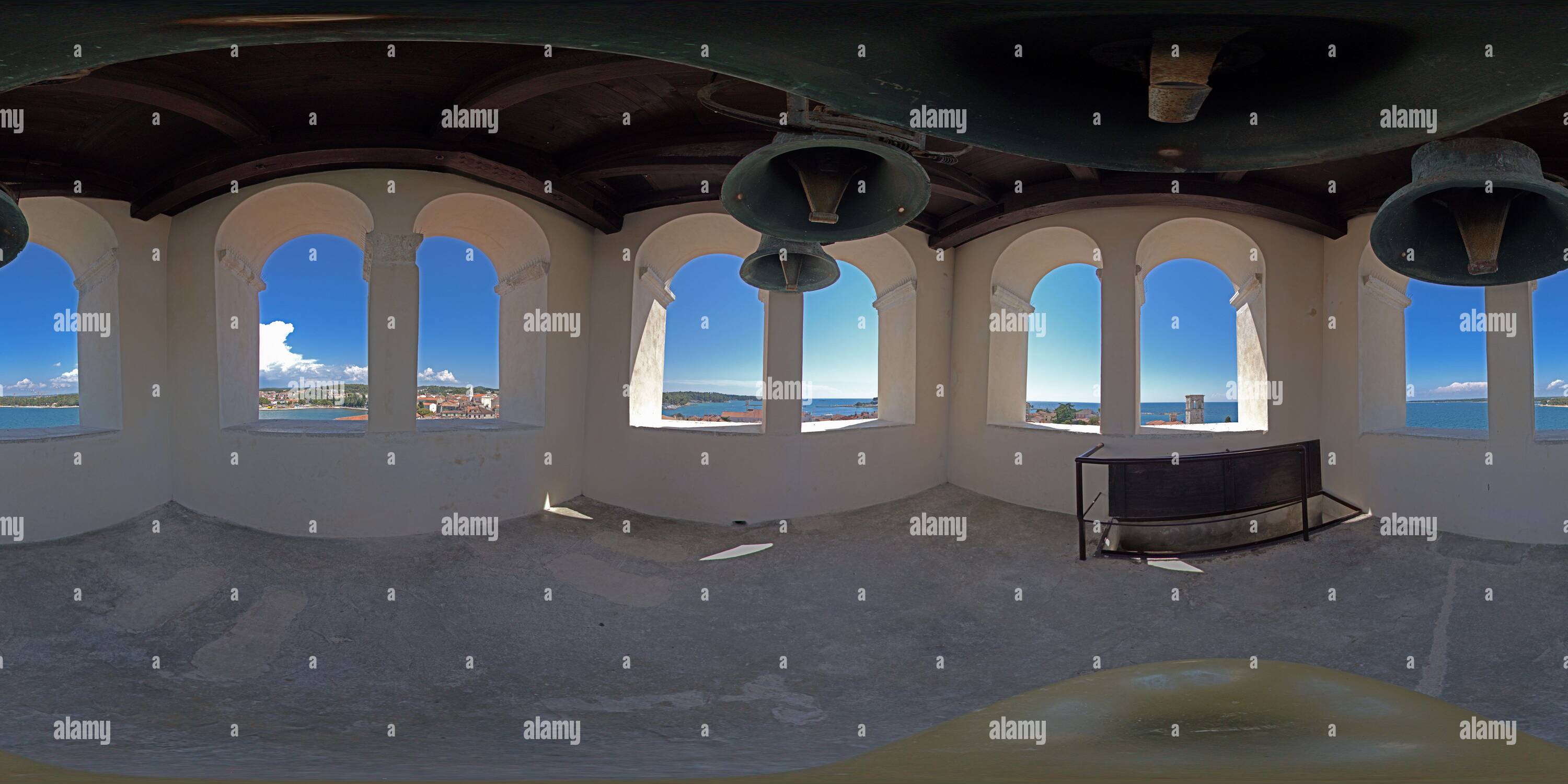 360 Grad Panorama Ansicht von 360 Grad Foto, Panoramablick vom Turm der Euphrasius-Basilika, Porec, Istrien, Kroatien