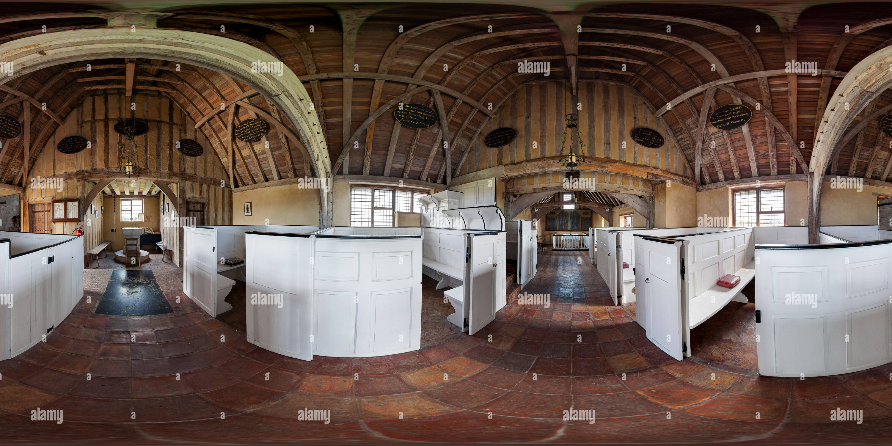 360 Grad Panorama Ansicht von Innenraum von St. Thomas a Beckett, Fairfield, Romney Marsh