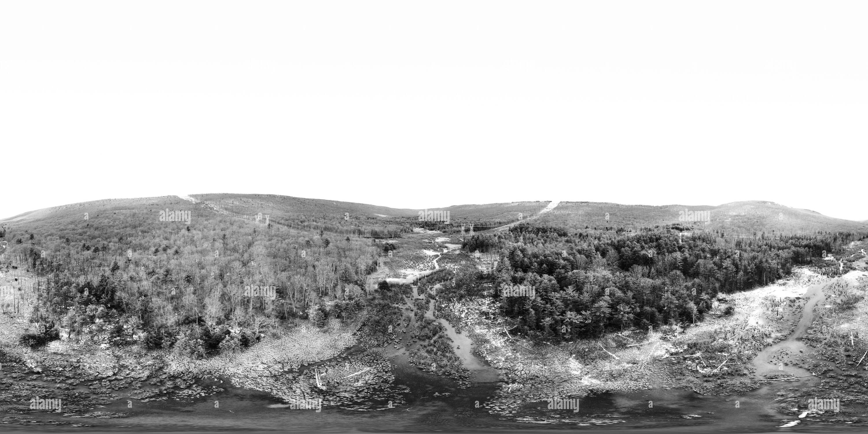 360 Grad Panorama Ansicht von Schwarz-weiße Landschaft des Canoe Valley