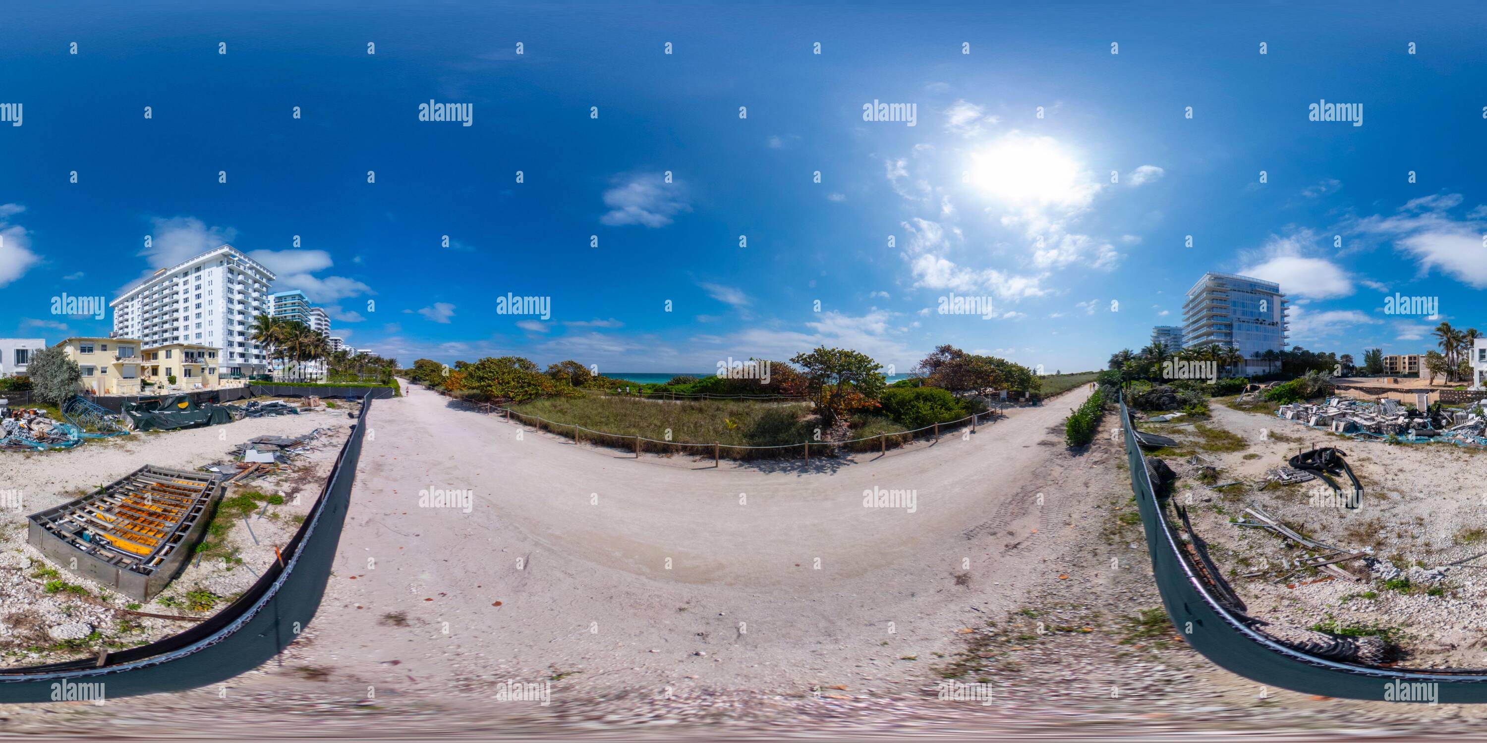 360 Grad Panorama Ansicht von Atlantic Greenway Fußweg Miami Beach Surfside 360 Foto VR