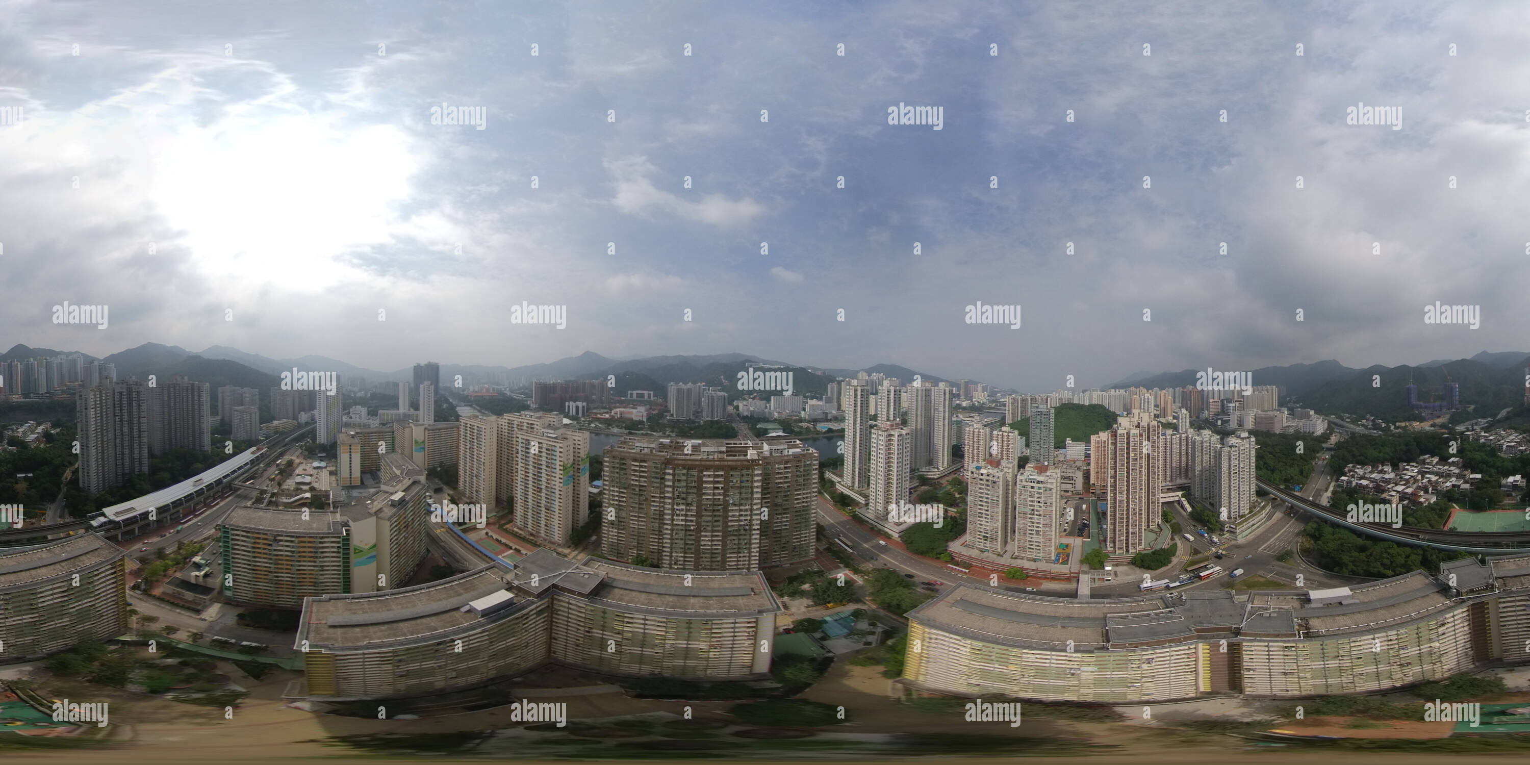 360 Grad Panorama Ansicht von Öffentliche Wohnimmobilien erschwingliche Wohnungen für einkommensschwächere Bewohner in Shatin New Territories Hongkong