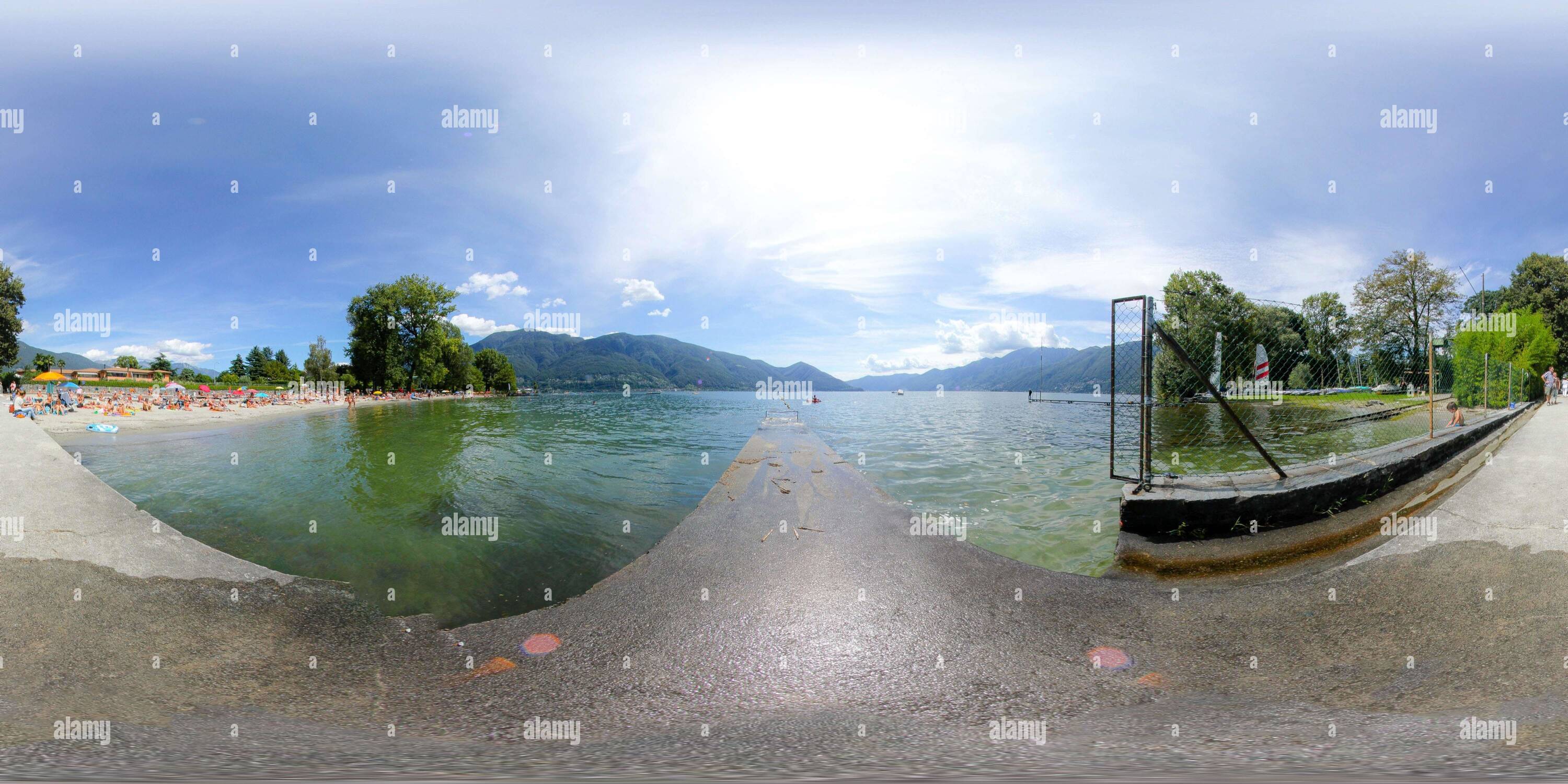 360 Grad Panorama Ansicht von Öffentlicher Strand Von Ascona