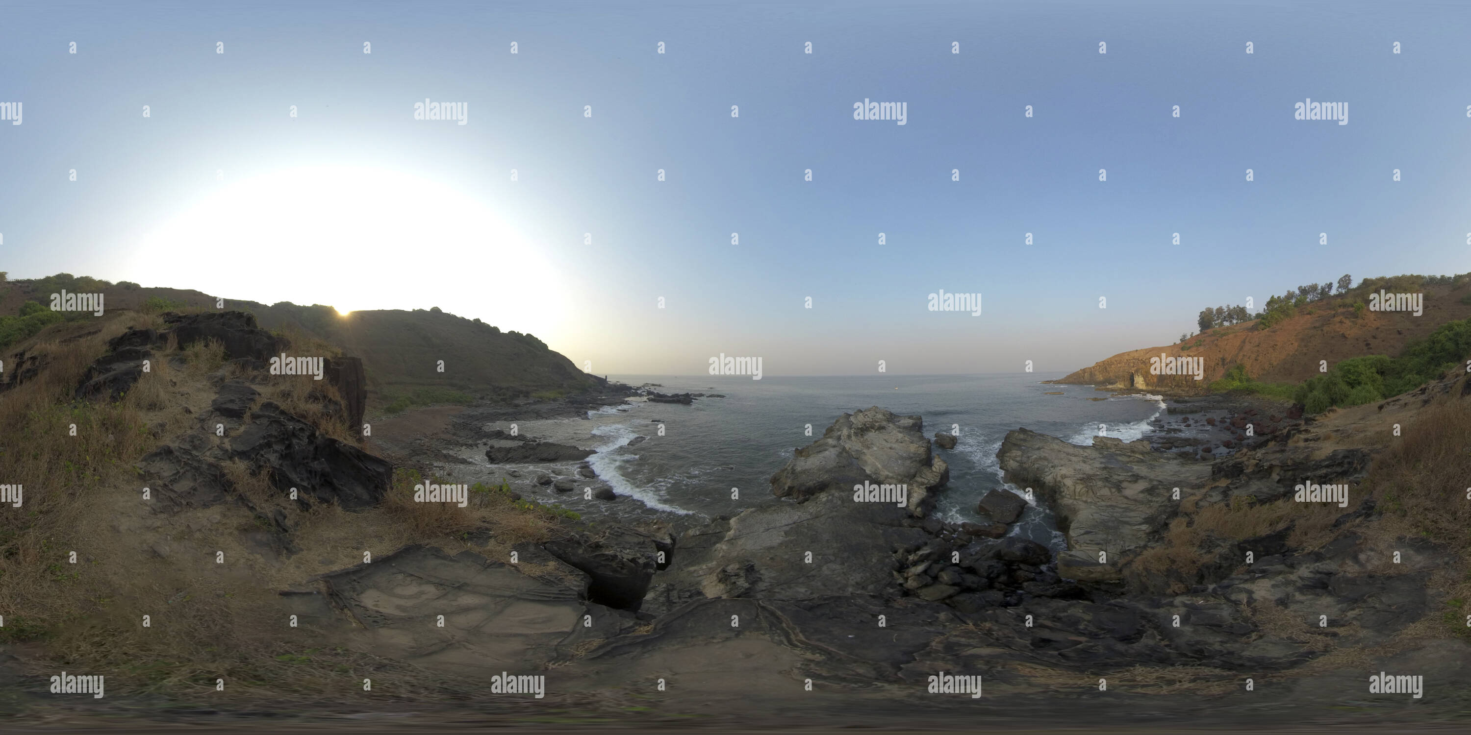 360 Grad Panorama Ansicht von Aguada Rocky Beach