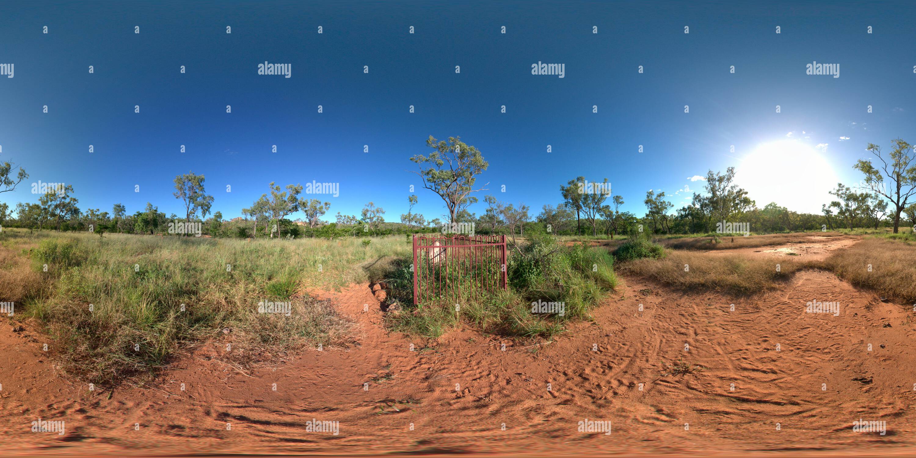 360 Grad Panorama Ansicht von Panoramablick auf Corbetts Grab am Ufer des Robertson River Gulf Country Queensland Australien