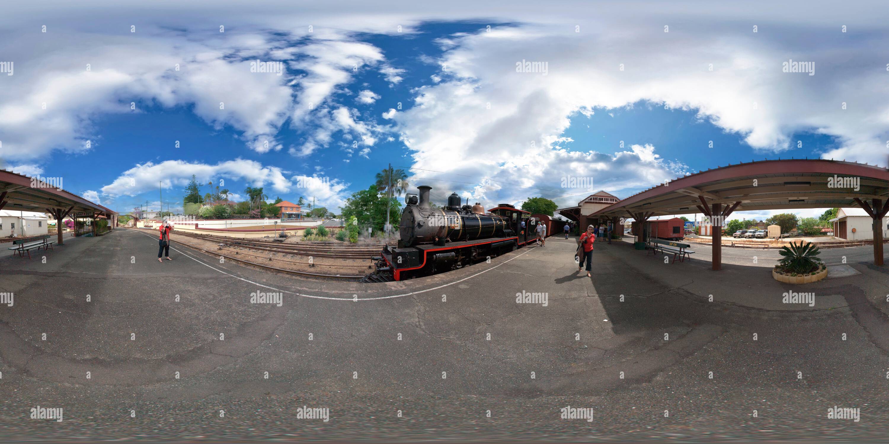 360 Grad Panorama Ansicht von 360 Panorama des Mary Valley Rattler Train in Gympie Queensland Australia