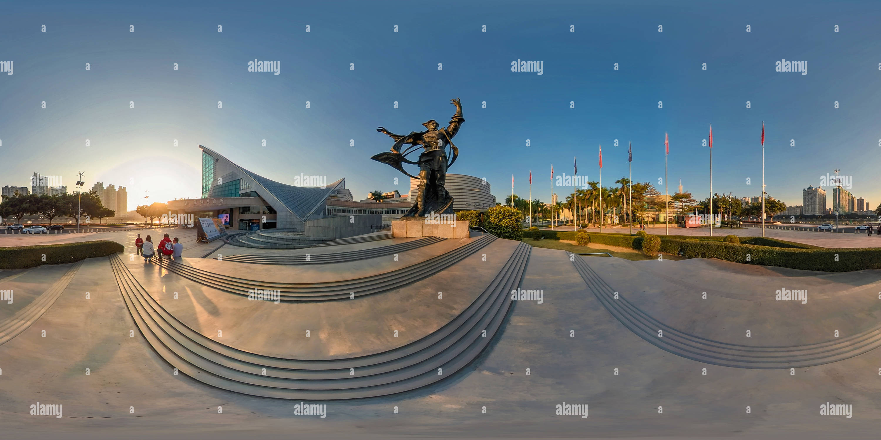 360 Grad Panorama Ansicht von Statue von Xian Xinghai 冼星海塑像