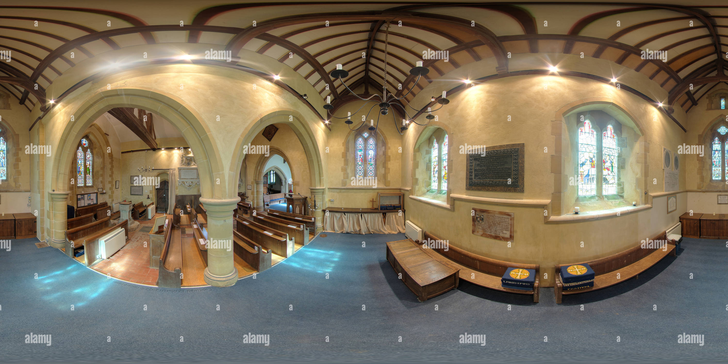 360 Grad Panorama Ansicht von Südliche Seitenschiff der Streat Church, East Sussex