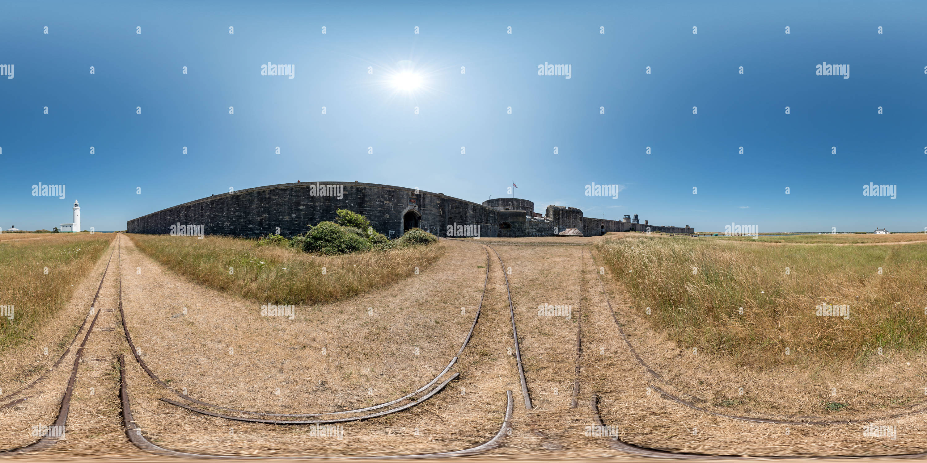 360 Grad Panorama Ansicht von Hurst Castle, Milford-on-Sea