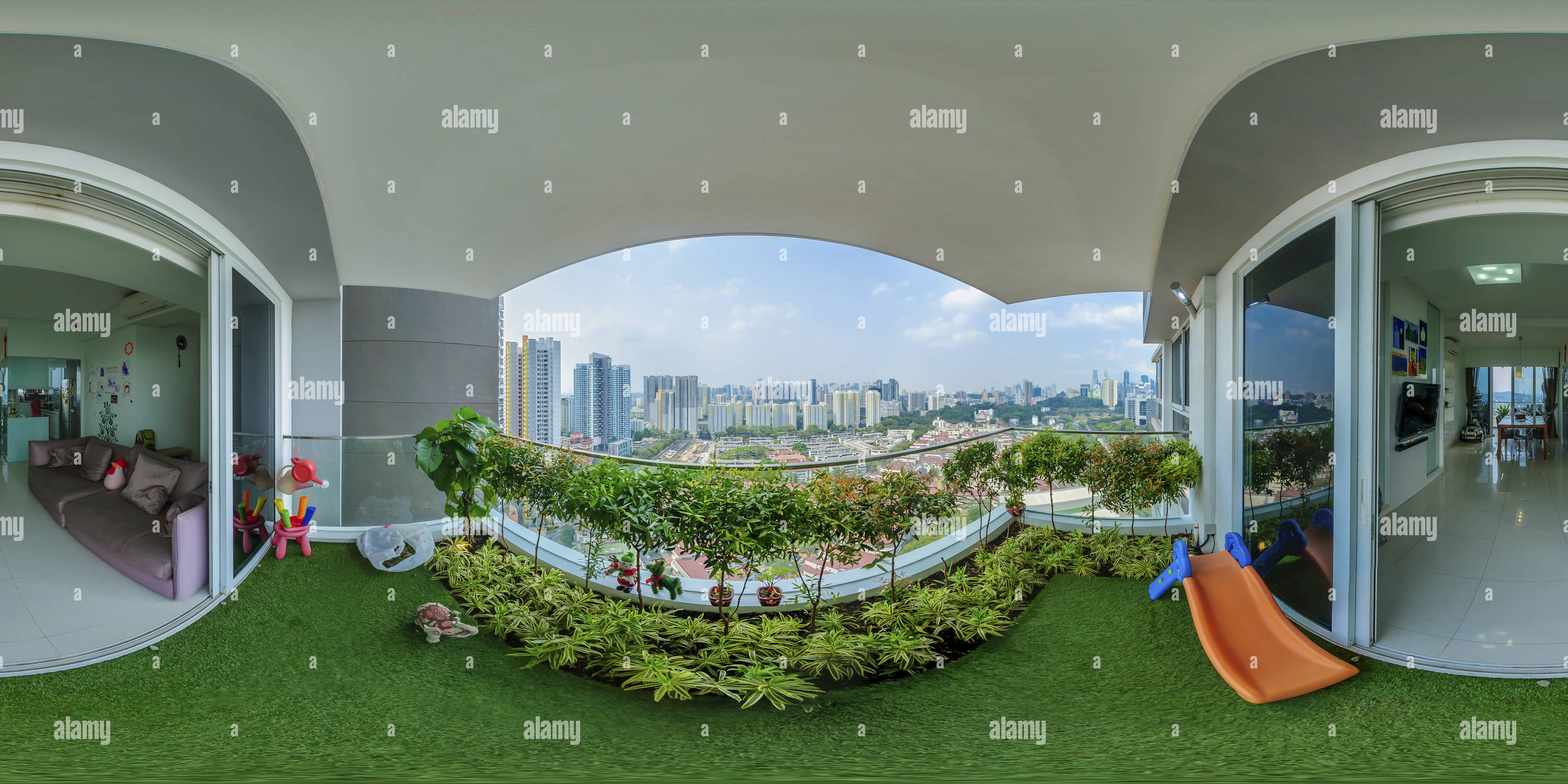 360 Grad Panorama Ansicht von Panoramablick vom Balkon des Regency @ Tiong Bahru