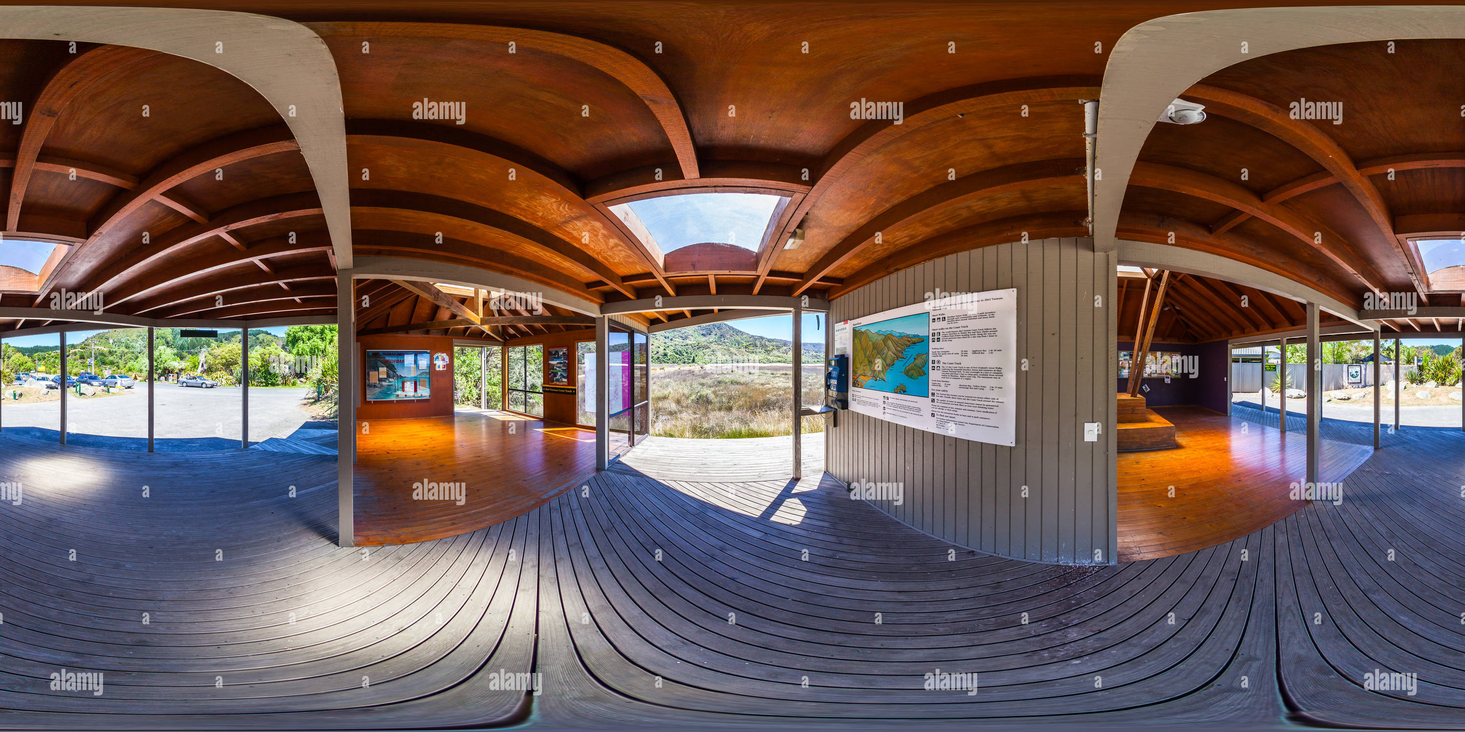 360 Grad Panorama Ansicht von Marahau Information Kiosk - Abel Tasman National Park Walkway - Abel Tasman Coast Track - Tasman - Neuseeland - Ozeanien