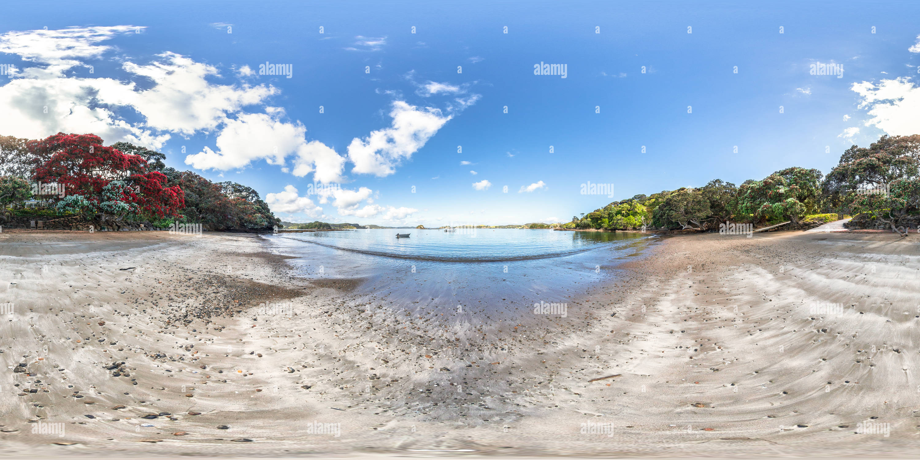 360 Grad Panorama Ansicht von Am Strand von Low Tide - Onepoto Bay - Rawhiti - Bay of Islands - Northland - Neuseeland - Ozeanien