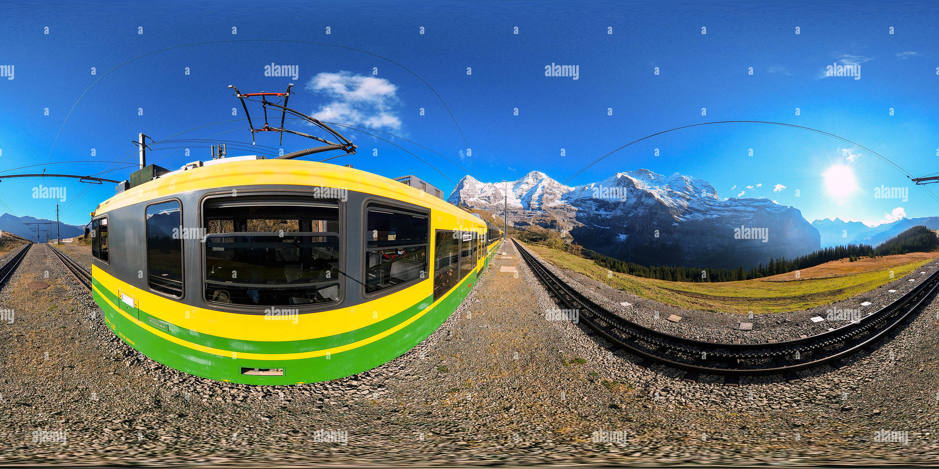 360 Grad Panorama Ansicht von Wengen Bahn kleines Scheidegg - Wengen