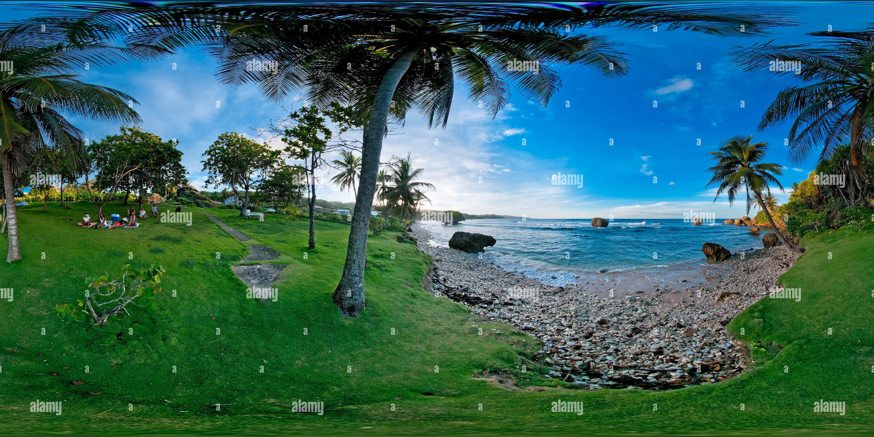 360 Grad Panorama Ansicht von Freunde entspannen sich in Bathsheba