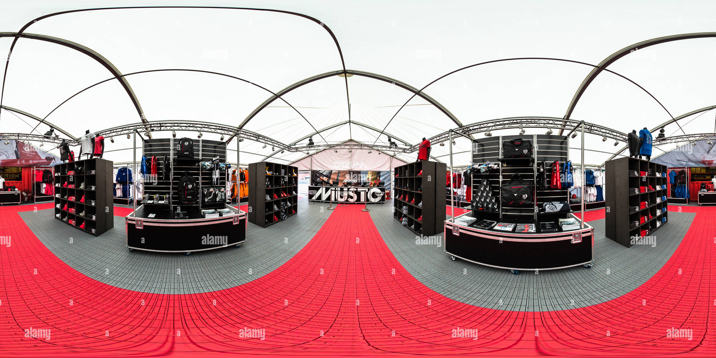 360 Grad Panorama Ansicht von MUSTO Official Merchandise Store - Race Village - Volvo Ocean Race 2015 Auckland Stopover - Neuseeland