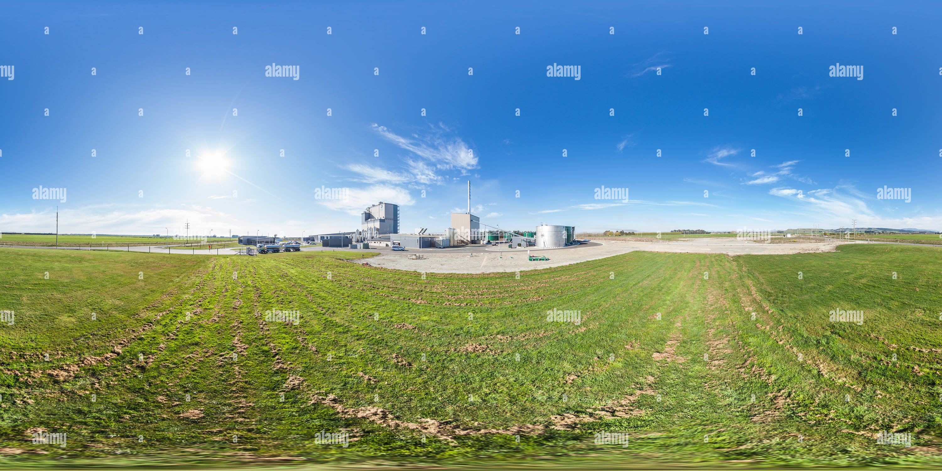 360 Grad Panorama Ansicht von Molkerei Ozeanien - Yili Group - Glenavy Milk Processing Factory - South Canterbury - Neuseeland - Ozeanien