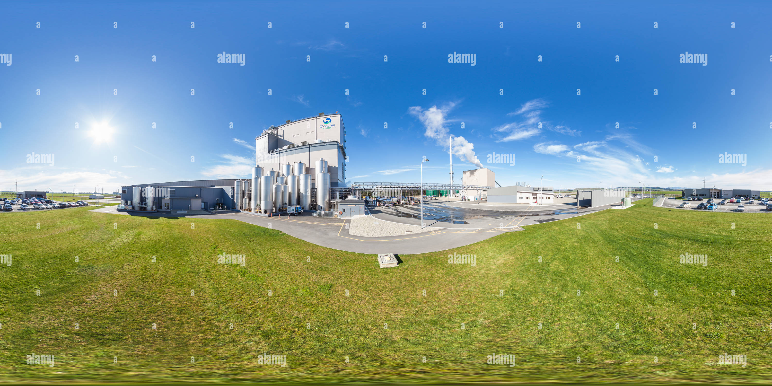 360 Grad Panorama Ansicht von Molkerei Ozeanien - Yili Industrial Group - Glenavy Milk Processing Factory - South Canterbury - Neuseeland - Ozeanien