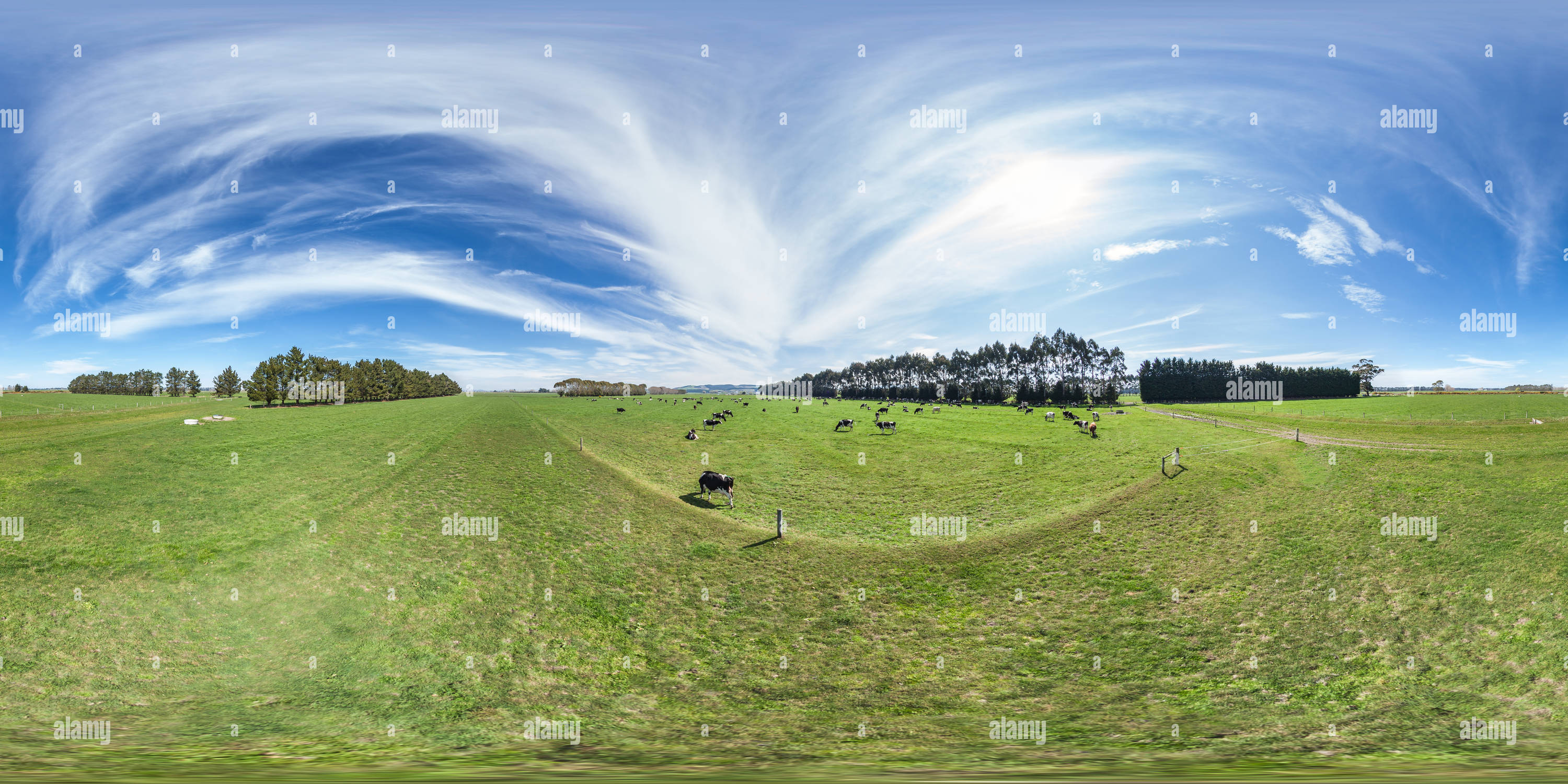 360 Grad Panorama Ansicht von Bauernhof - Ozeanien Molkerei - Morven - South Canterbury - Neuseeland - Ozeanien