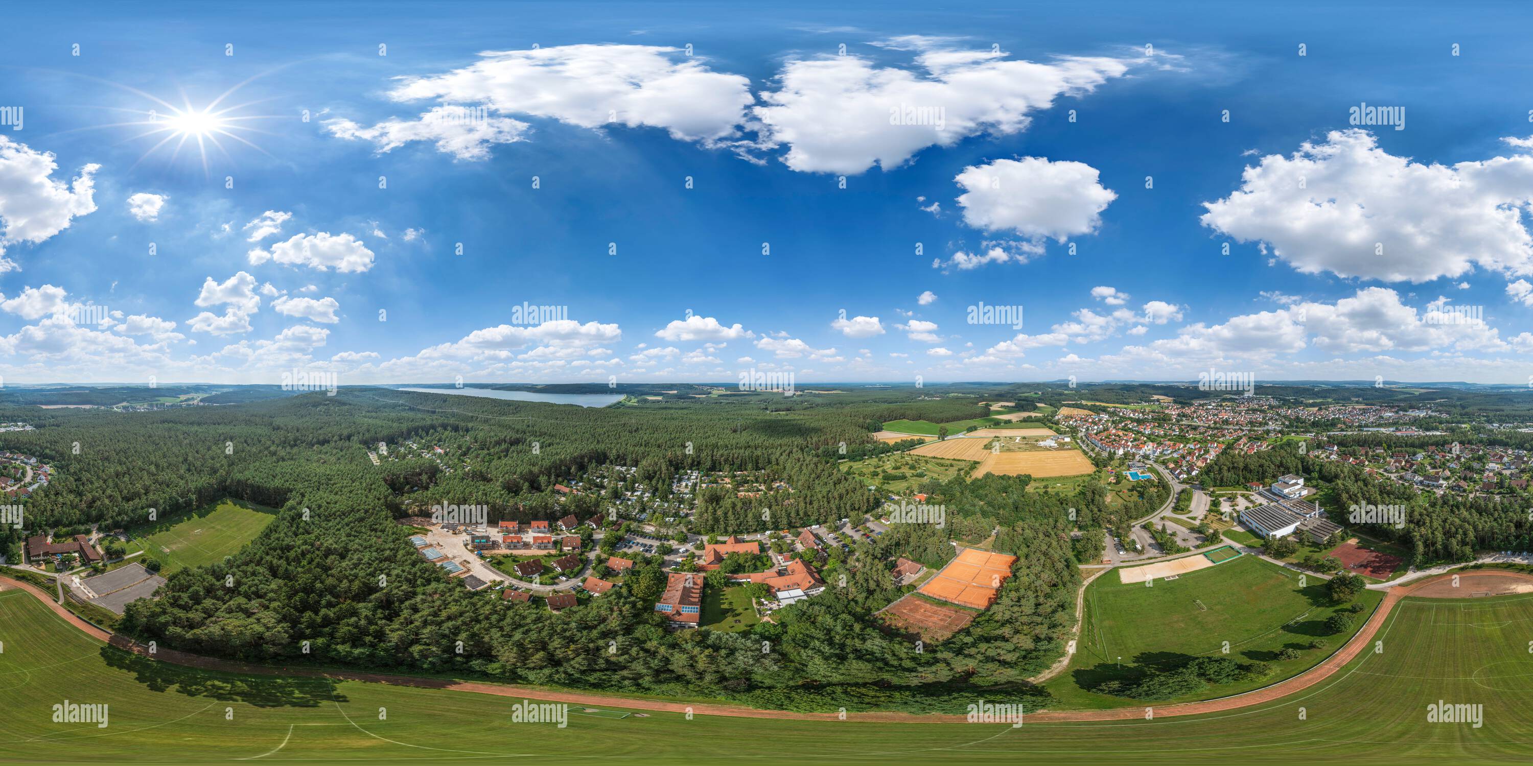 360 Grad Panorama Ansicht von 360 Grad - Luftaufnahme nach Pleinfeld am Brombach-See