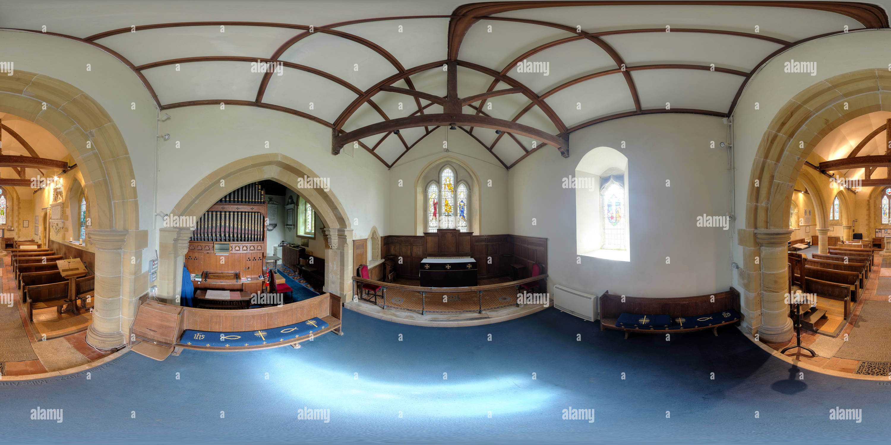 360 Grad Panorama Ansicht von Chor der Streat Church, East Sussex