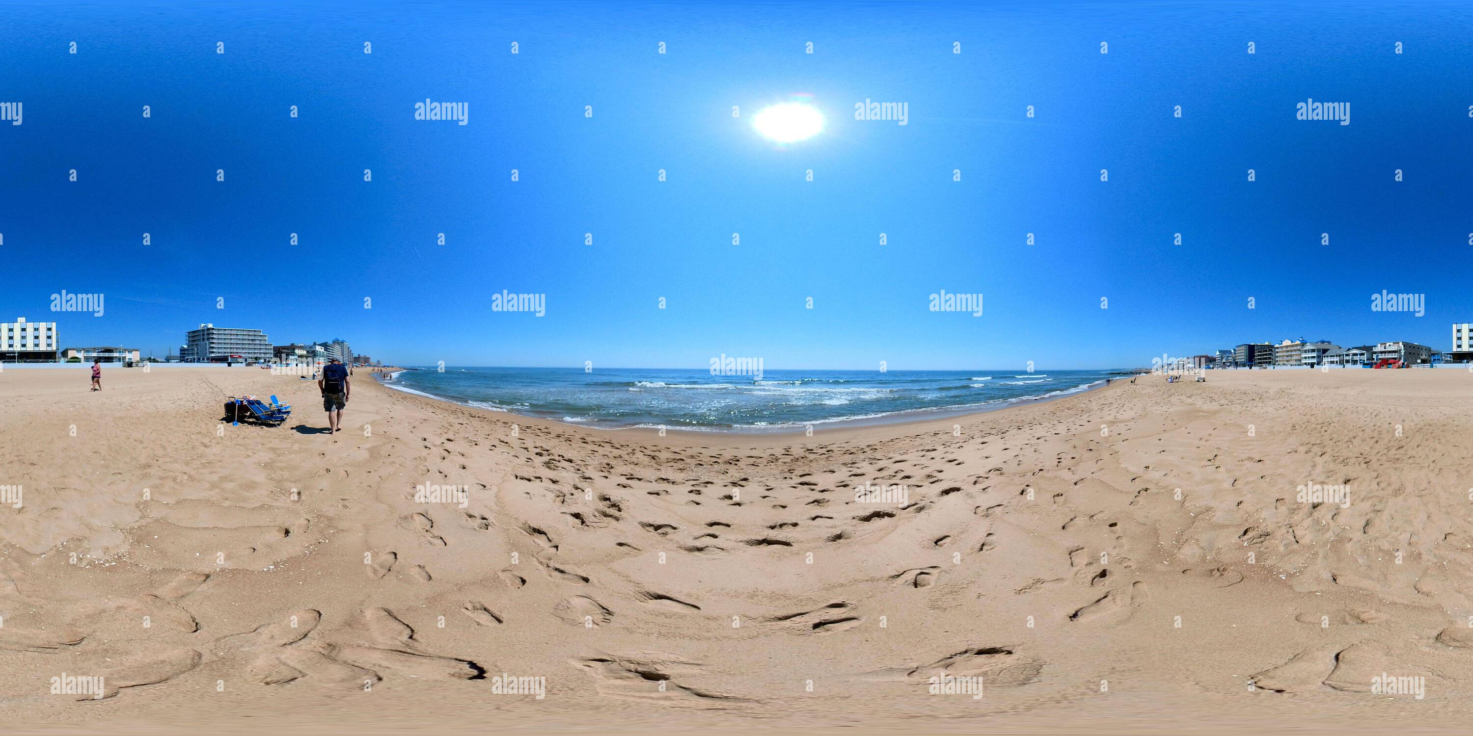 360 Grad Panorama Ansicht von Am Strand in Ocean City, Maryland, in der Nähe der 15. Street