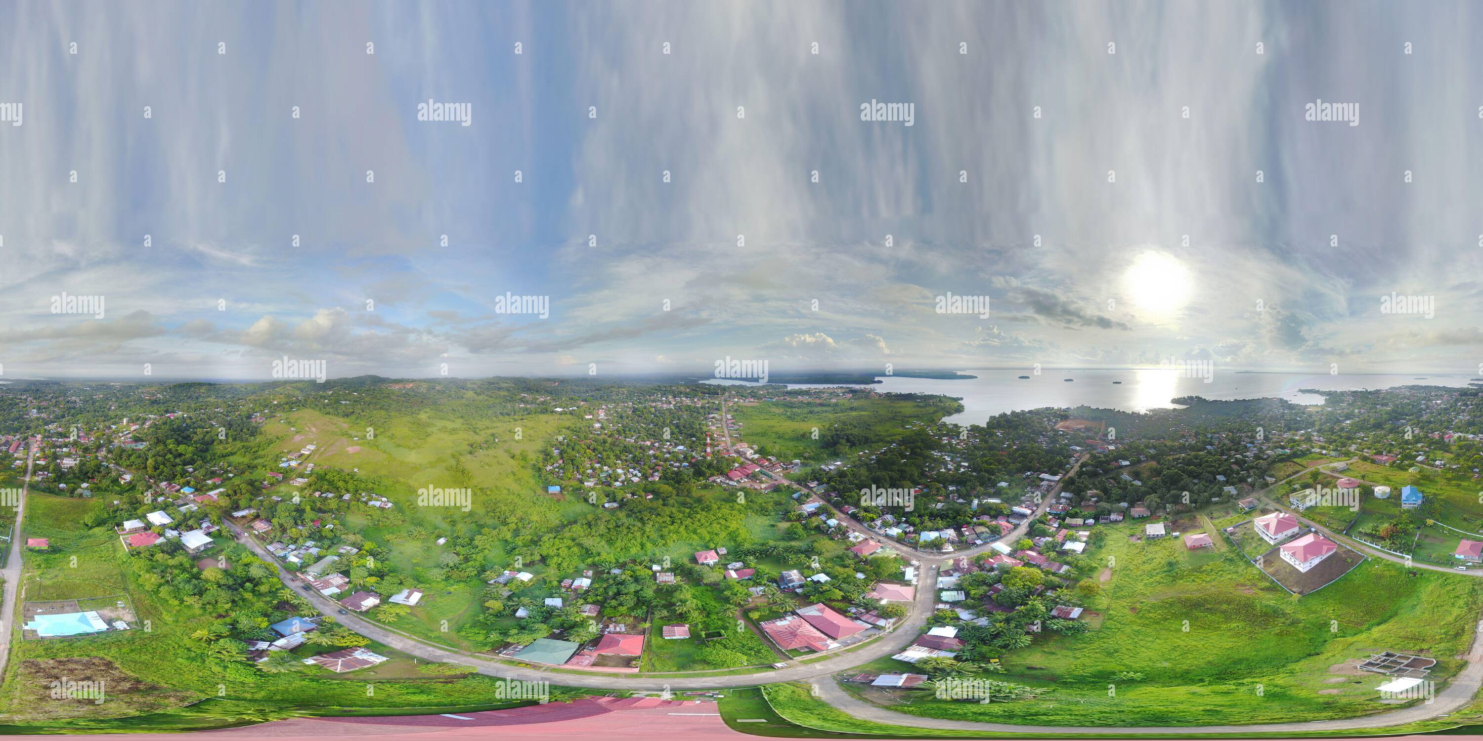 360 Grad Panorama Ansicht von 360 vr Ansicht von Bluefield Stadt in Nicaragua Luftdrohnenansicht