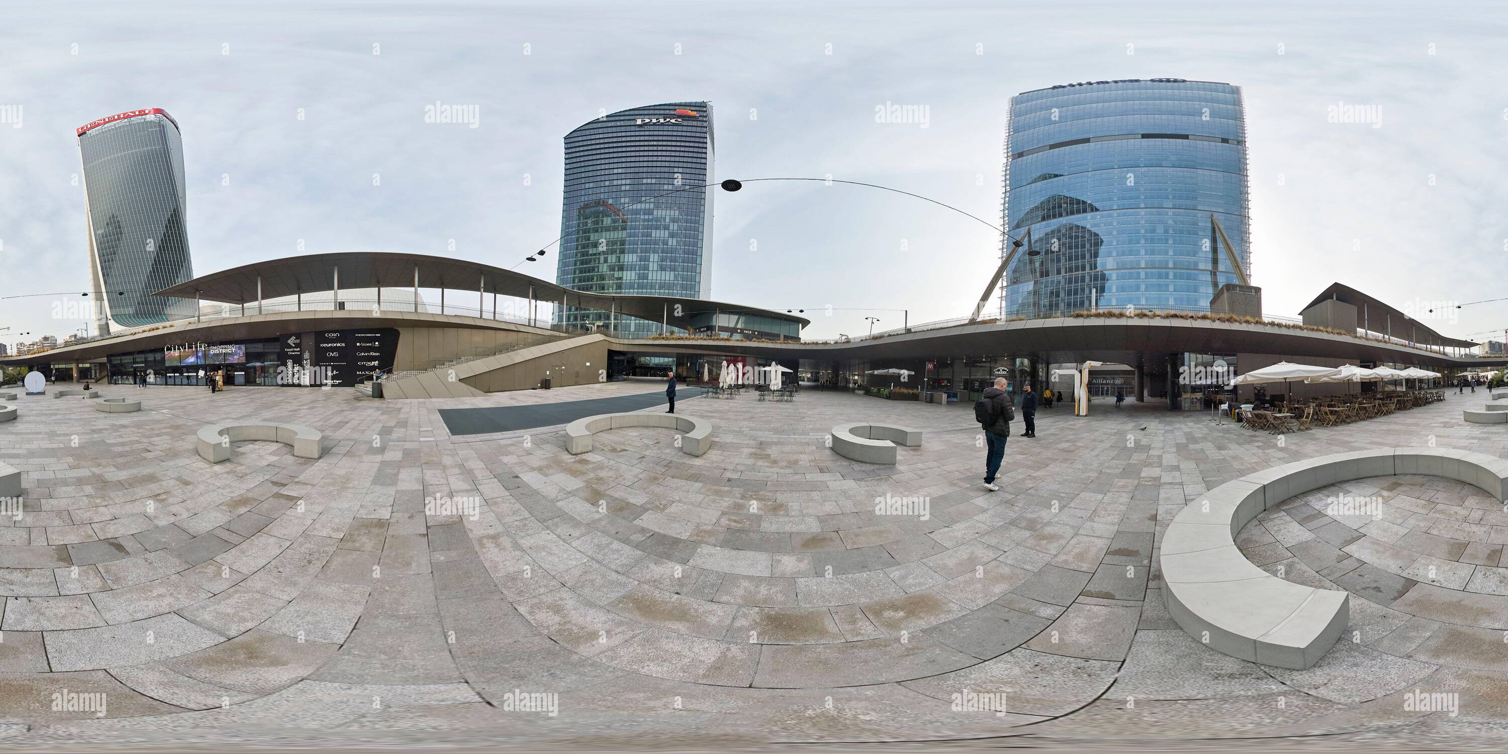 360 Grad Panorama Ansicht von Mailand Lombardei Italien. Einkaufsviertel Citylife