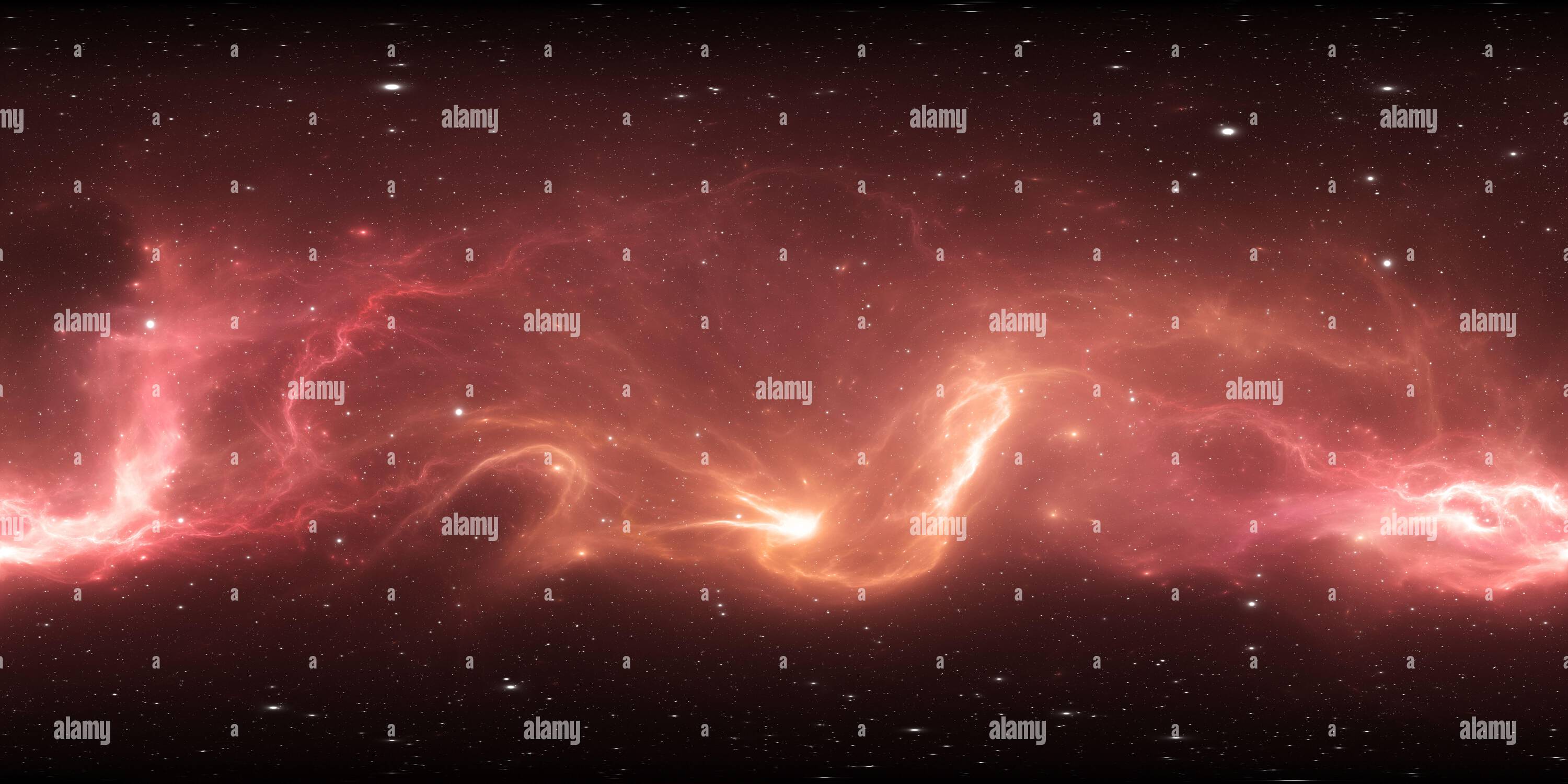 360 Grad Panorama Ansicht von Weltraumnebel mit Sternen. Virtual-Reality-Umgebung 360 HDRI-Karte. Universum-Äquiququireckprojektion, kugelförmiges Panorama. 3D Abbildung