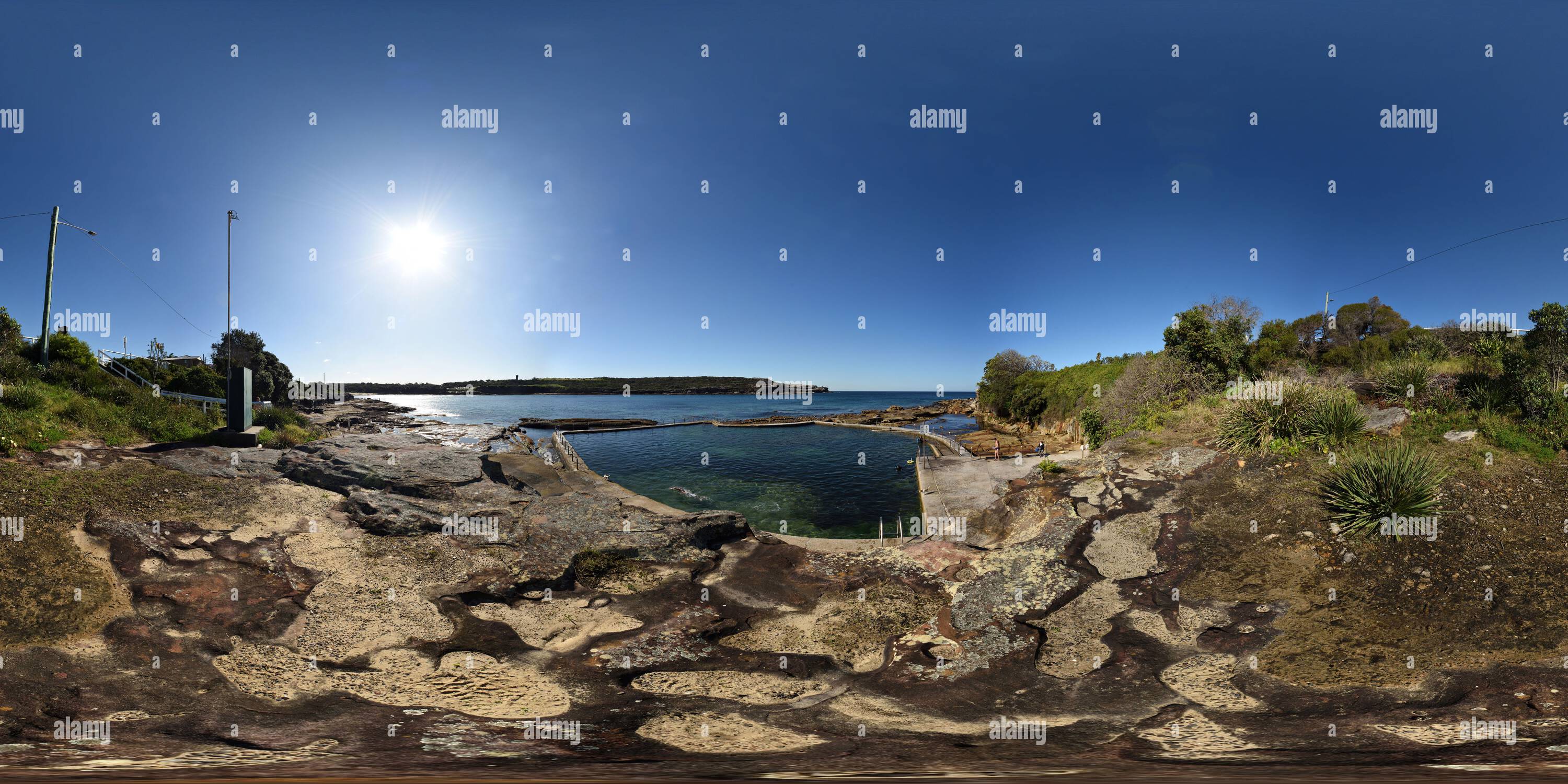 360 Grad Panorama Ansicht von 360-Grad-Panorama mit Blick auf Malabar Ocean Pool und Long Bay, Sydney, Australien