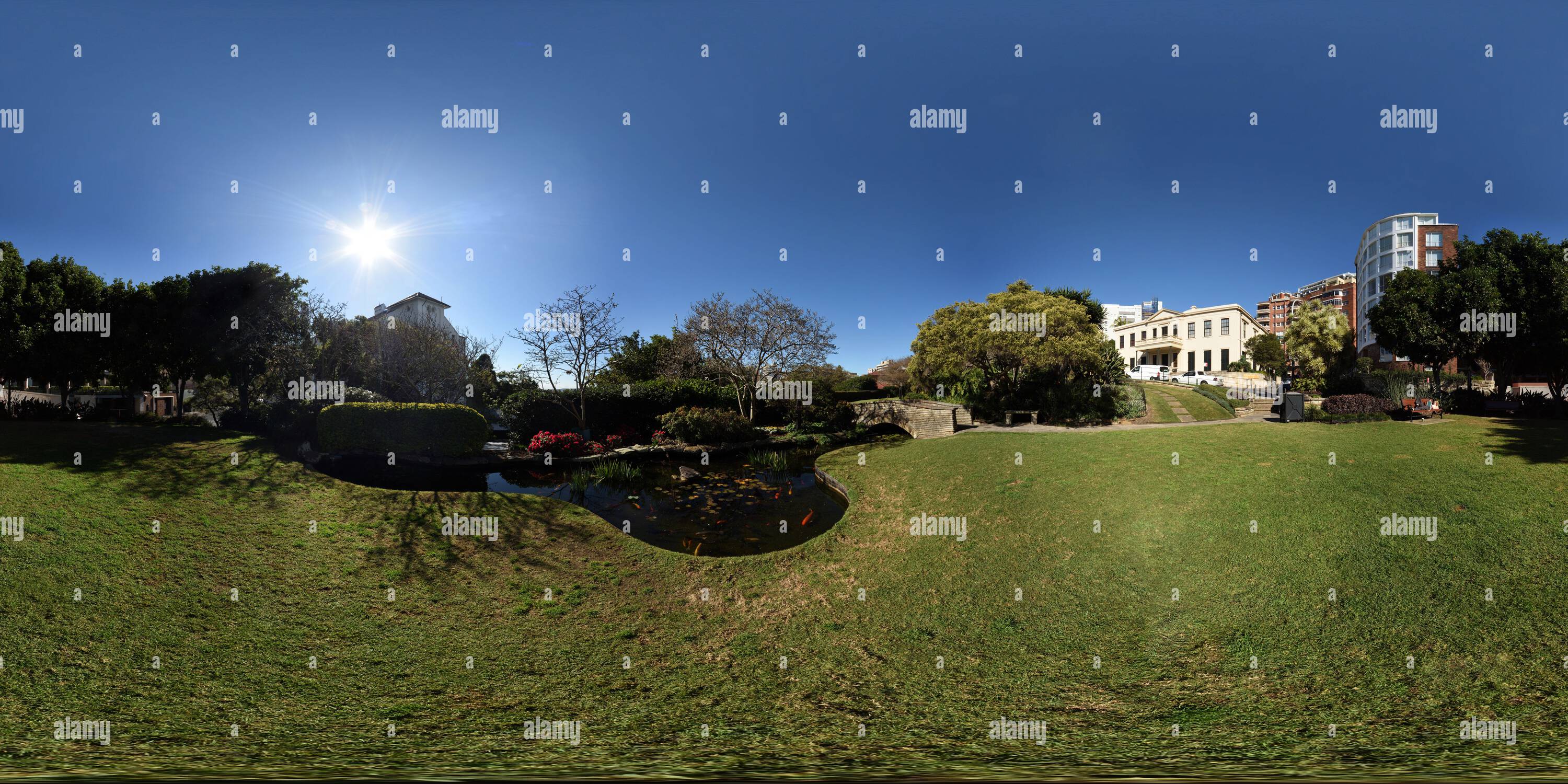 360 Grad Panorama Ansicht von 360° Panorama VON Arthur McElhone Reserve und Elizabeth Bay House, Potts Point, Sydney, Australien