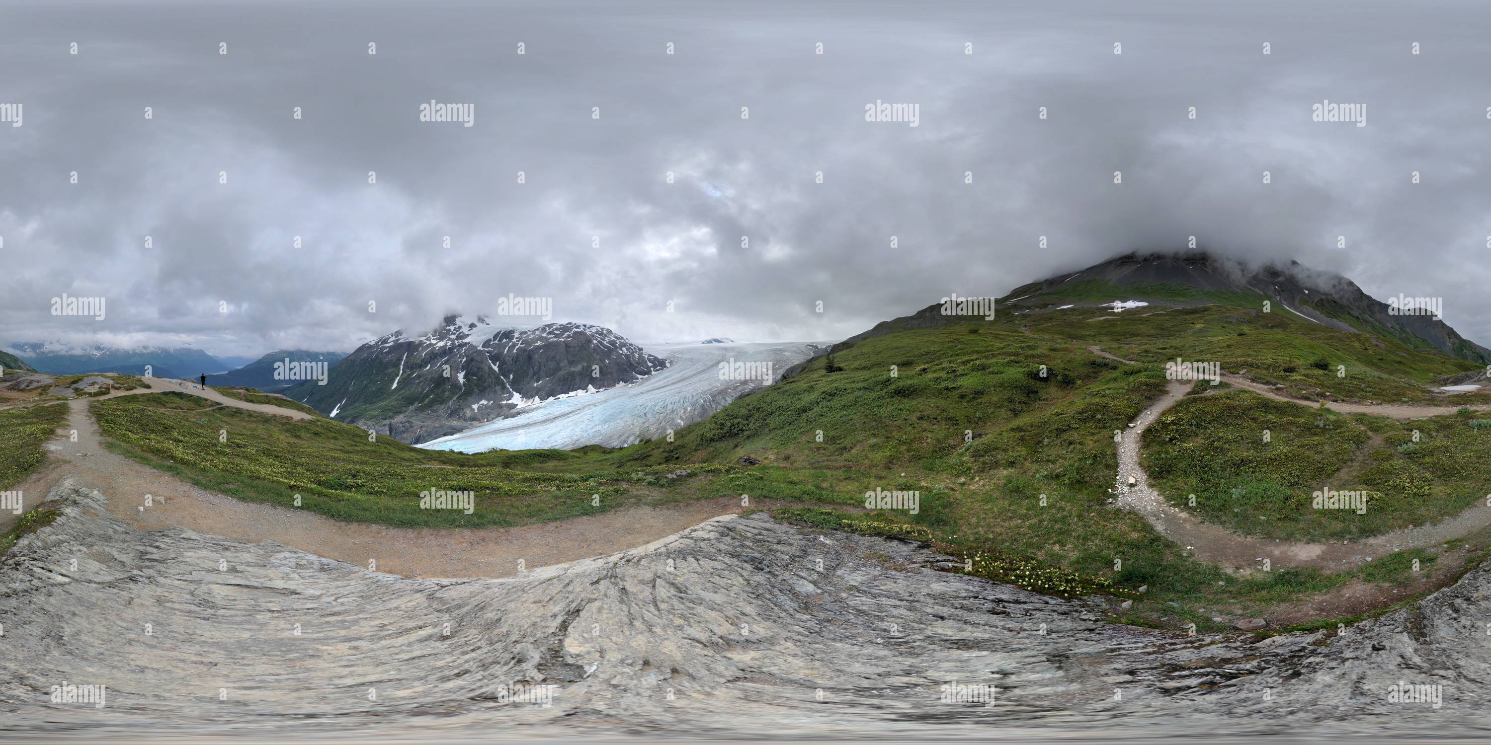 360 Grad Panorama Ansicht von Nehmen Sie die Abfahrt Glacier, Kenai Fjord National Park, Alaksa, USA