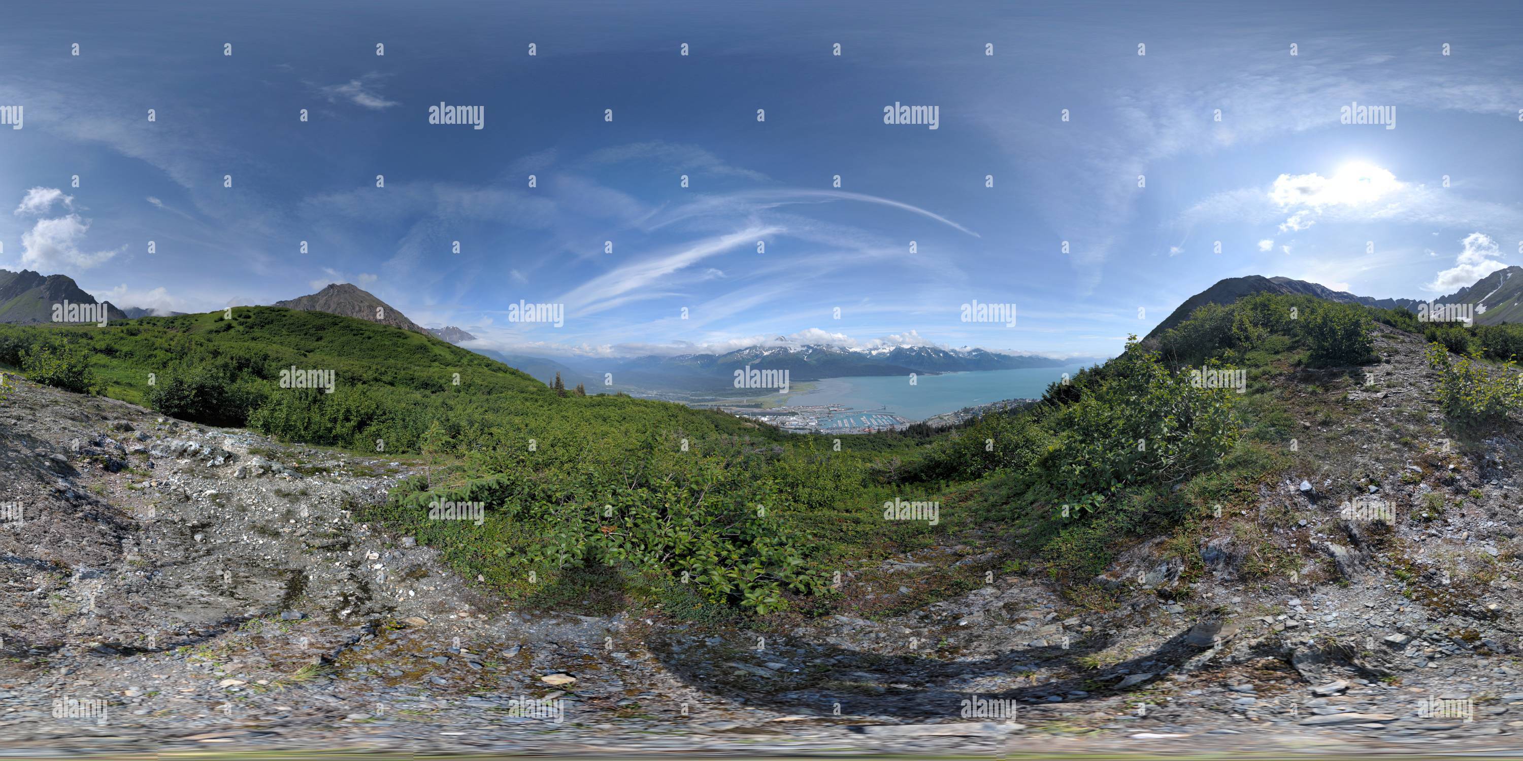 360 Grad Panorama Ansicht von Über Seward Alaska