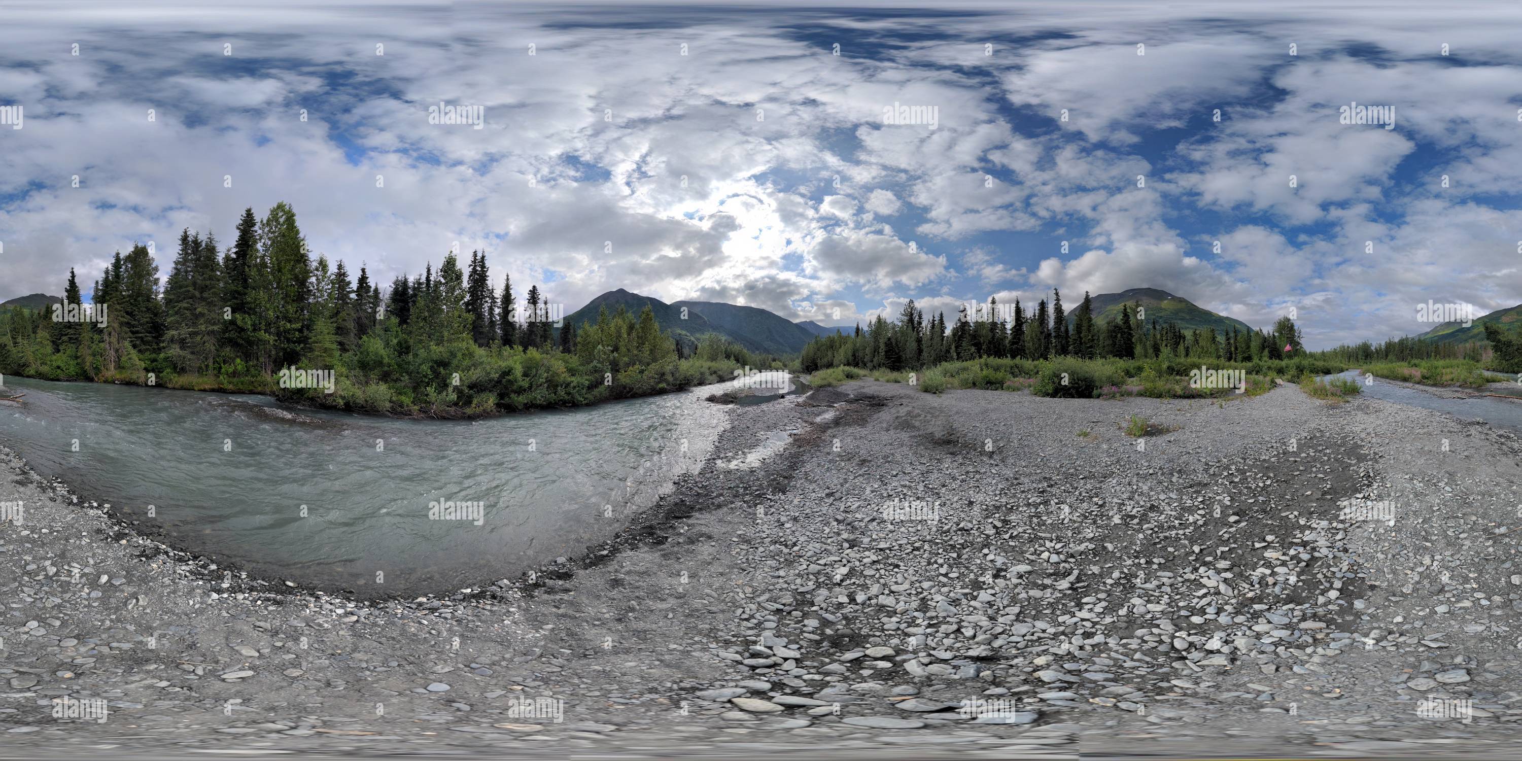 360 Grad Panorama Ansicht von Granite Creek Campground, Kenai Penninsula, Alaska, USA