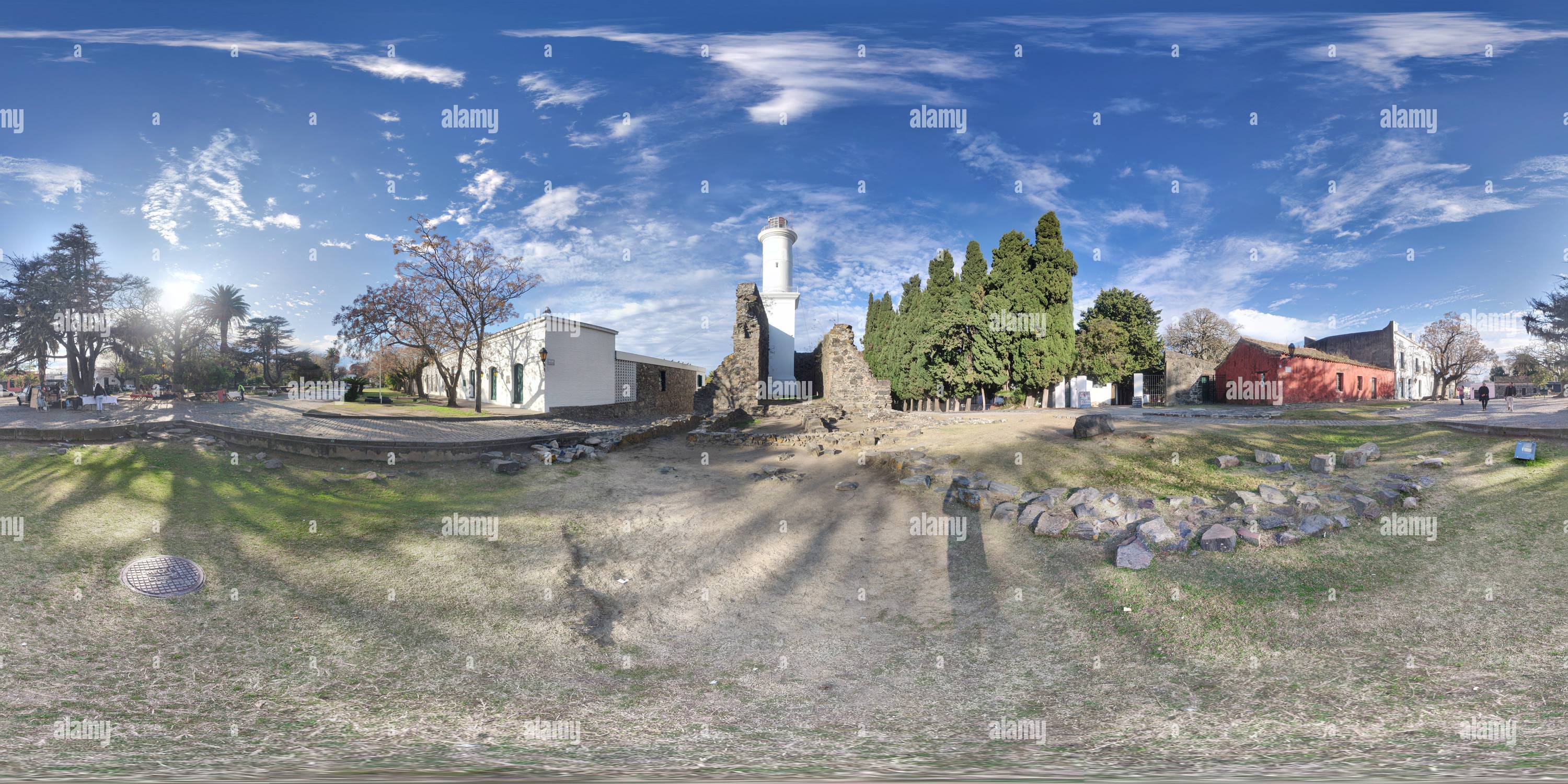 360 Grad Panorama Ansicht von Ruinas del Convento de San Francisco - Colonia del Sacramento - Uruguay