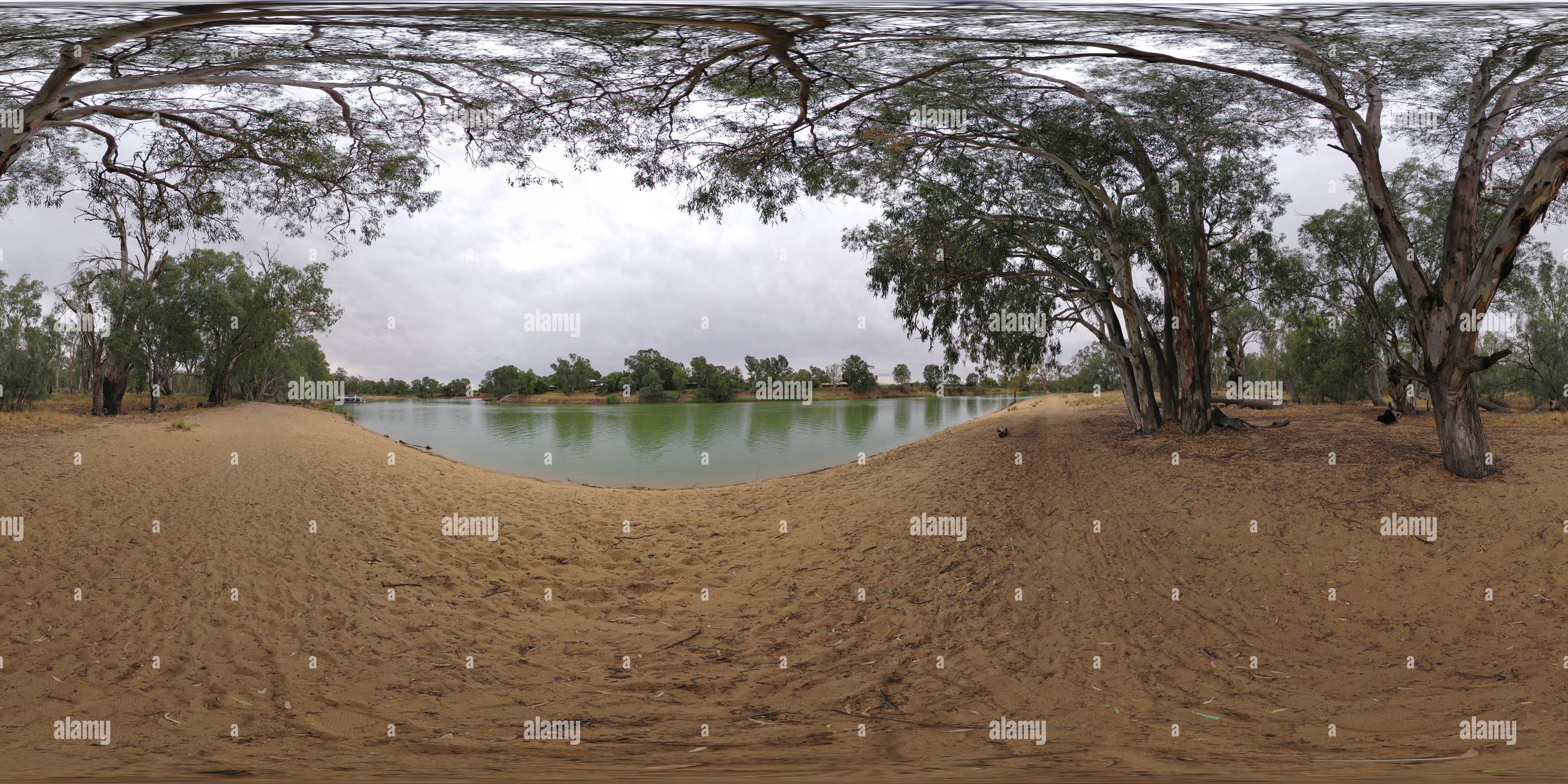 360 Grad Panorama Ansicht von Murray River auf Lock Island in Mildura