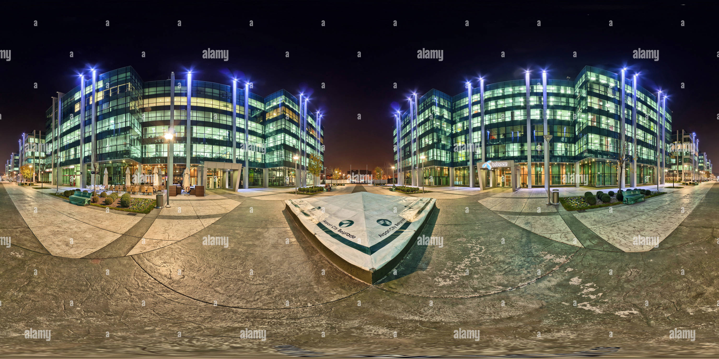 360 Grad Panorama Ansicht von Telenor, Airport City, Novi Beograd