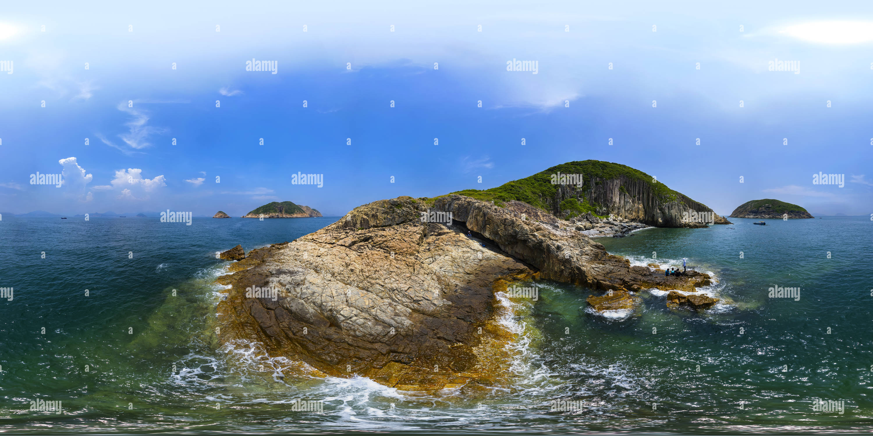 360 Grad Panorama Ansicht von Rock Chamber(南果洲巨大石室3), South Ninepin Island, Geopark, HK