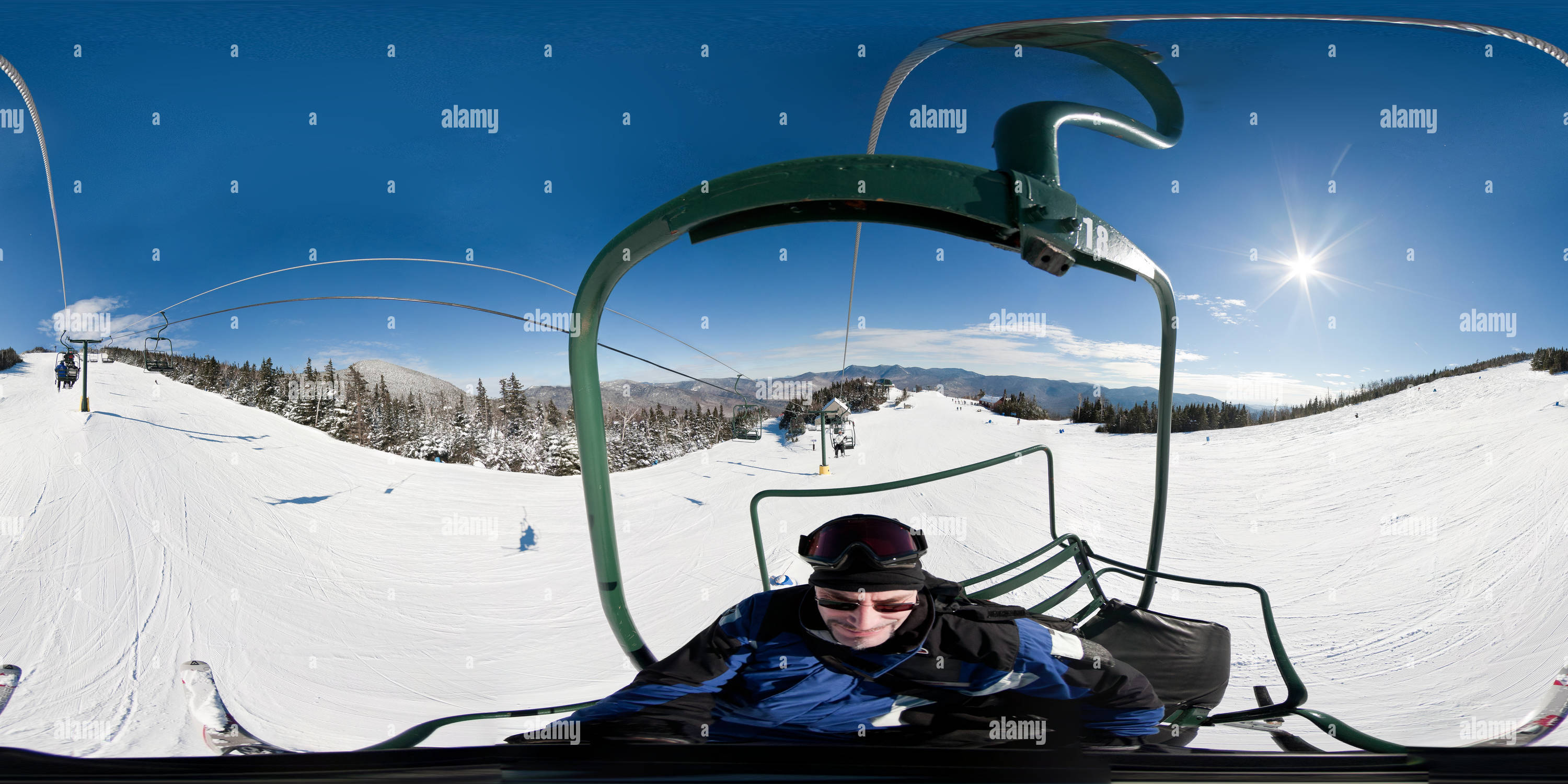 360 Grad Panorama Ansicht von High Country-Doppelstuhl im Waterville Valley, NH