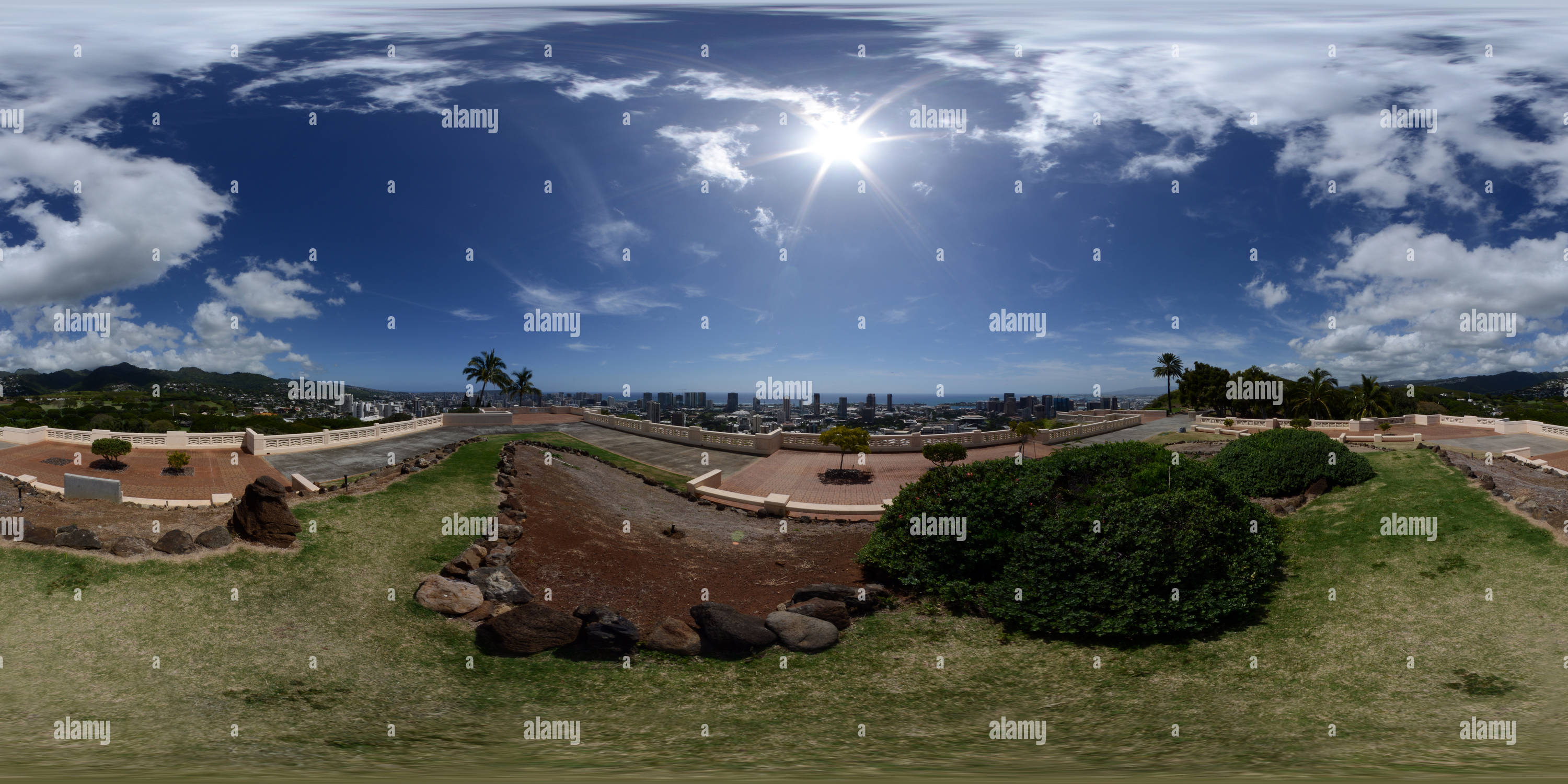 360 Grad Panorama Ansicht von Honolulu Vom Punchbowl Crater