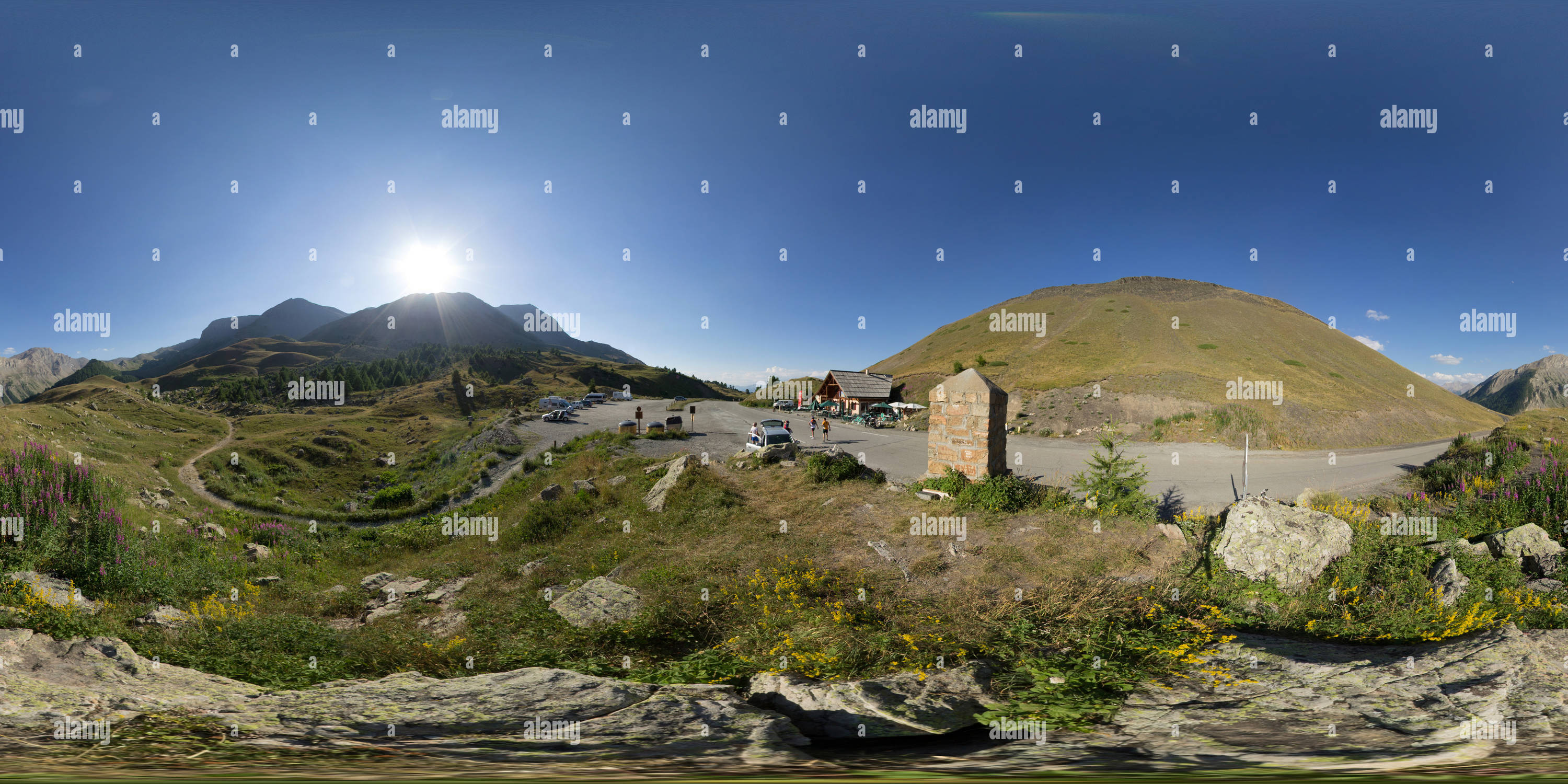 360 Grad Panorama Ansicht von Le col de Vars, entre Hautes-Alpes et Alpes de Haute-Provence